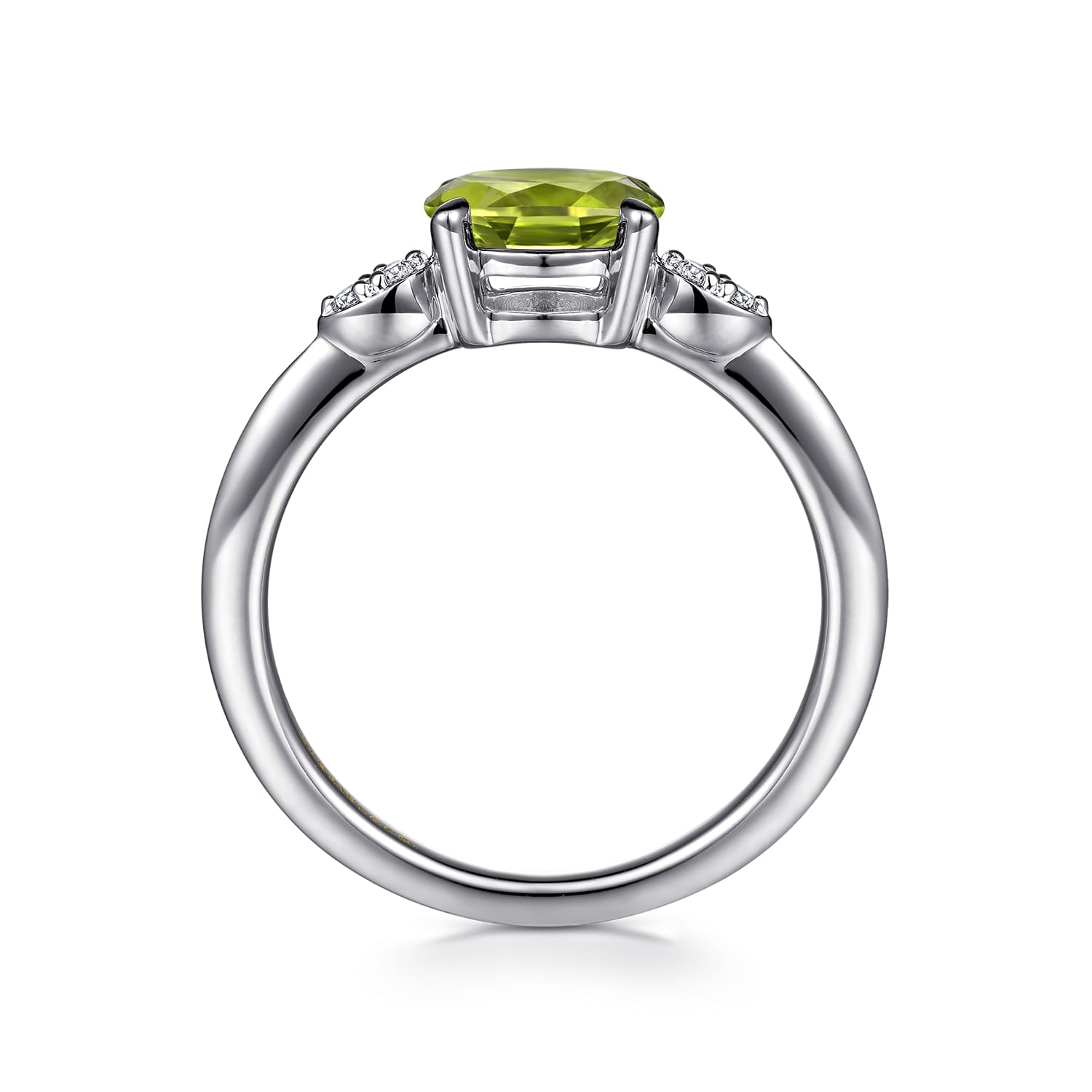 Gabriel & Co. Oval Peridot and Diamond Promise Ring