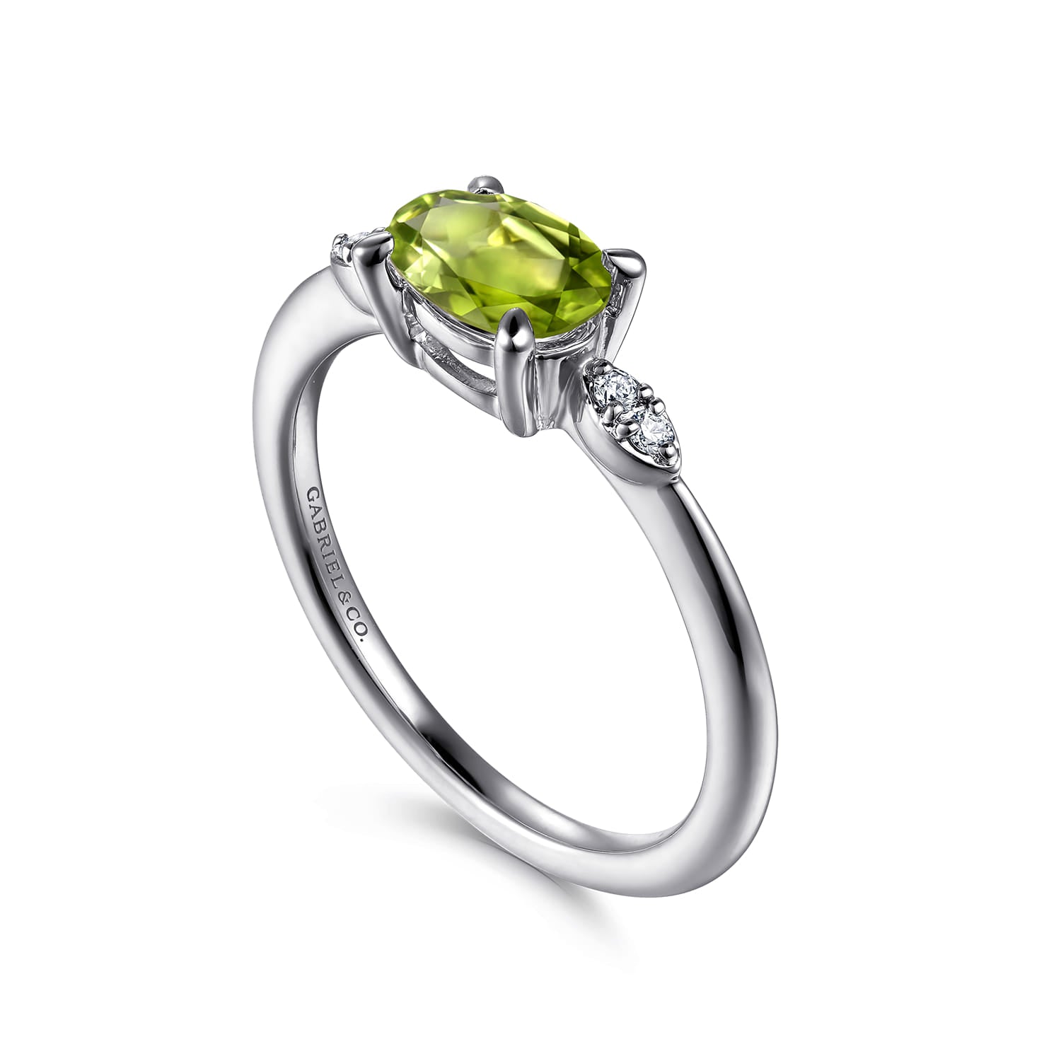Gabriel & Co. Oval Peridot and Diamond Promise Ring