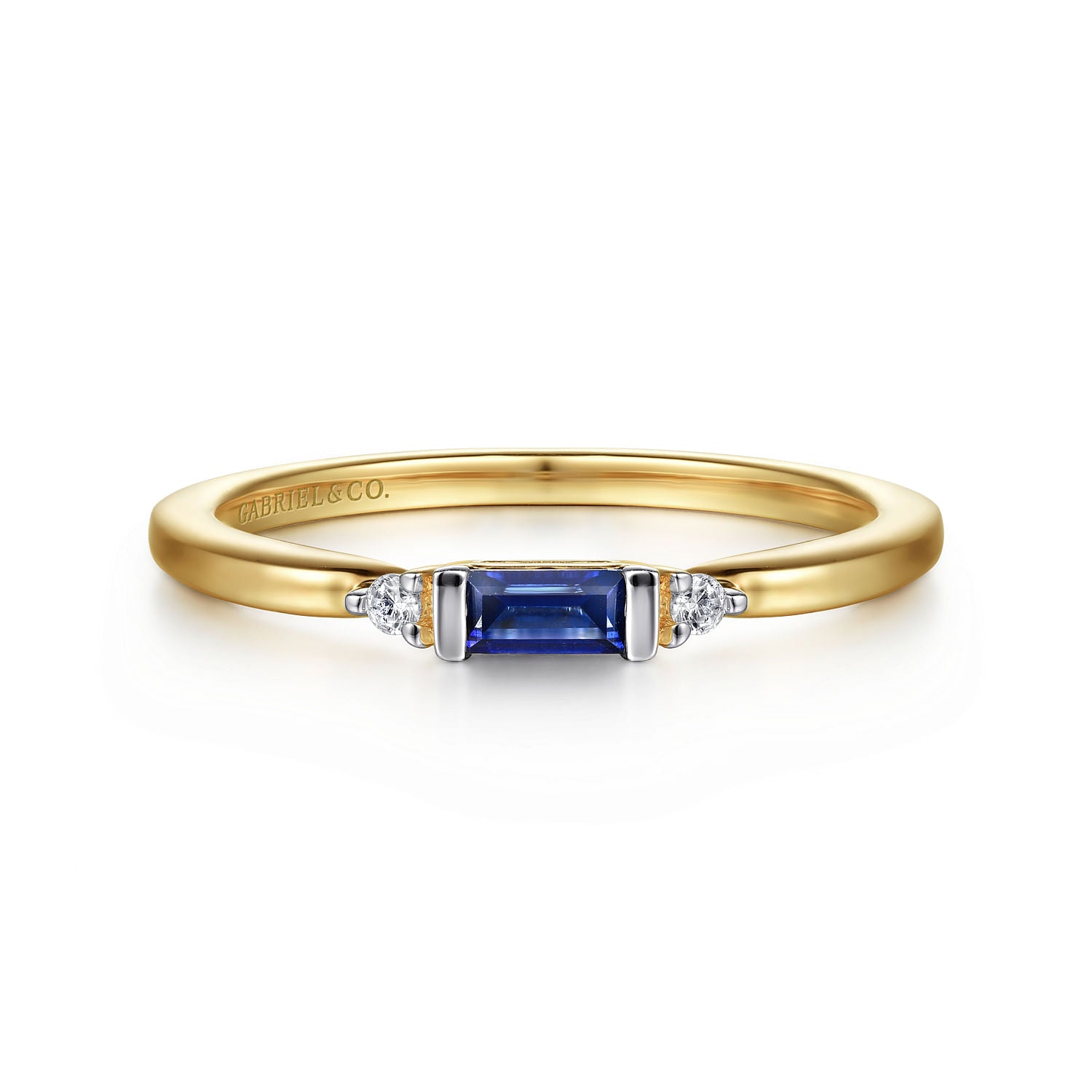 Gabriel & Co. Diamond and Blue Sapphire Stackable Ring