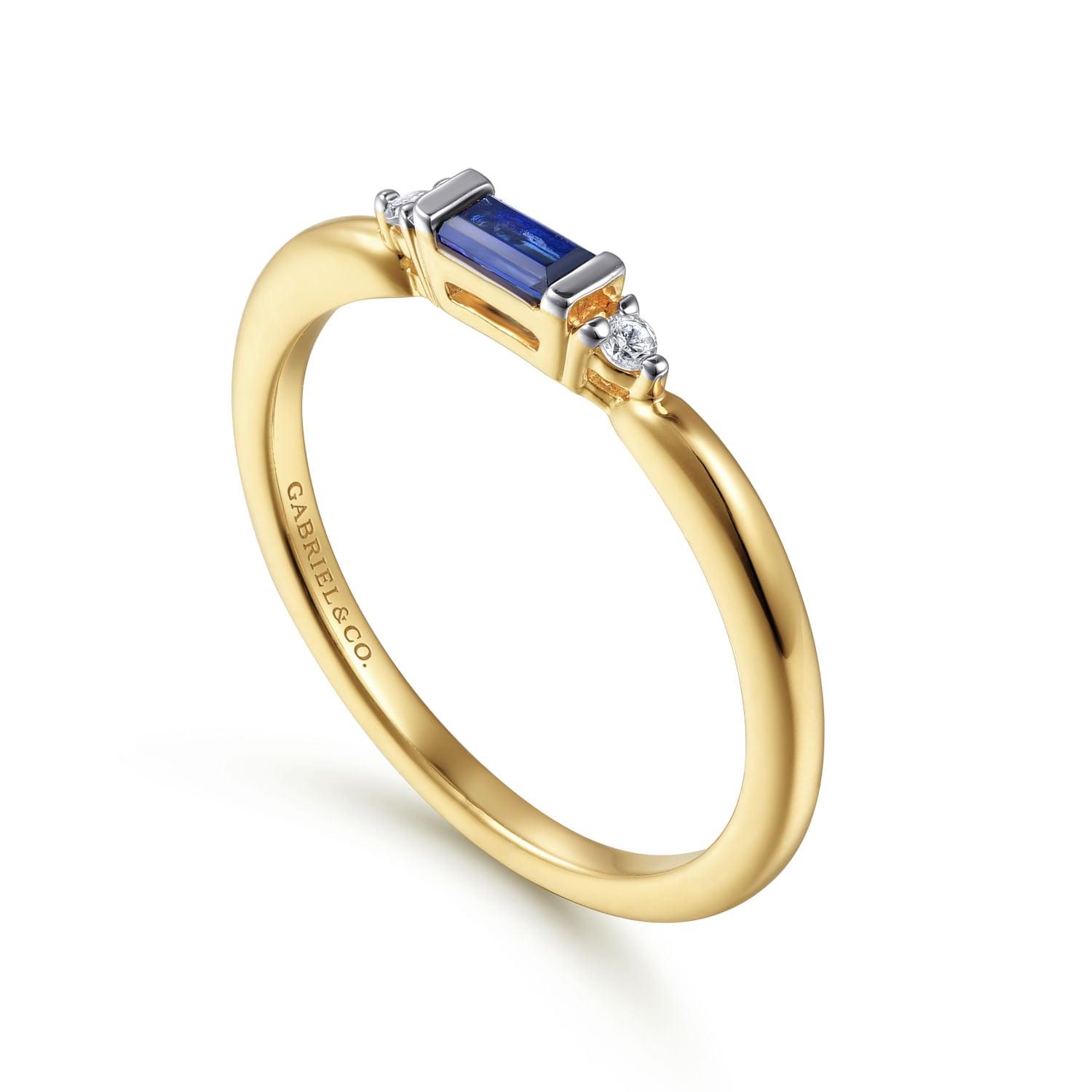 Gabriel & Co. Diamond and Blue Sapphire Stackable Ring