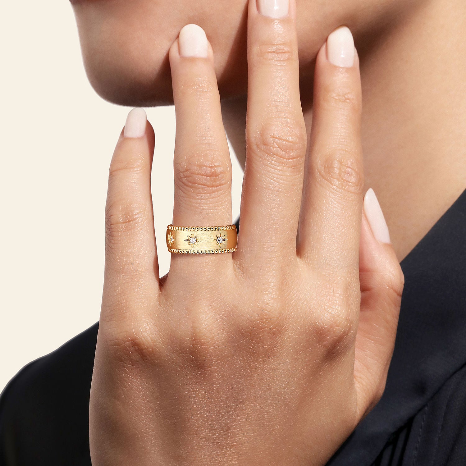 Gabriel & Co. Wide Diamond Bujukan Ring