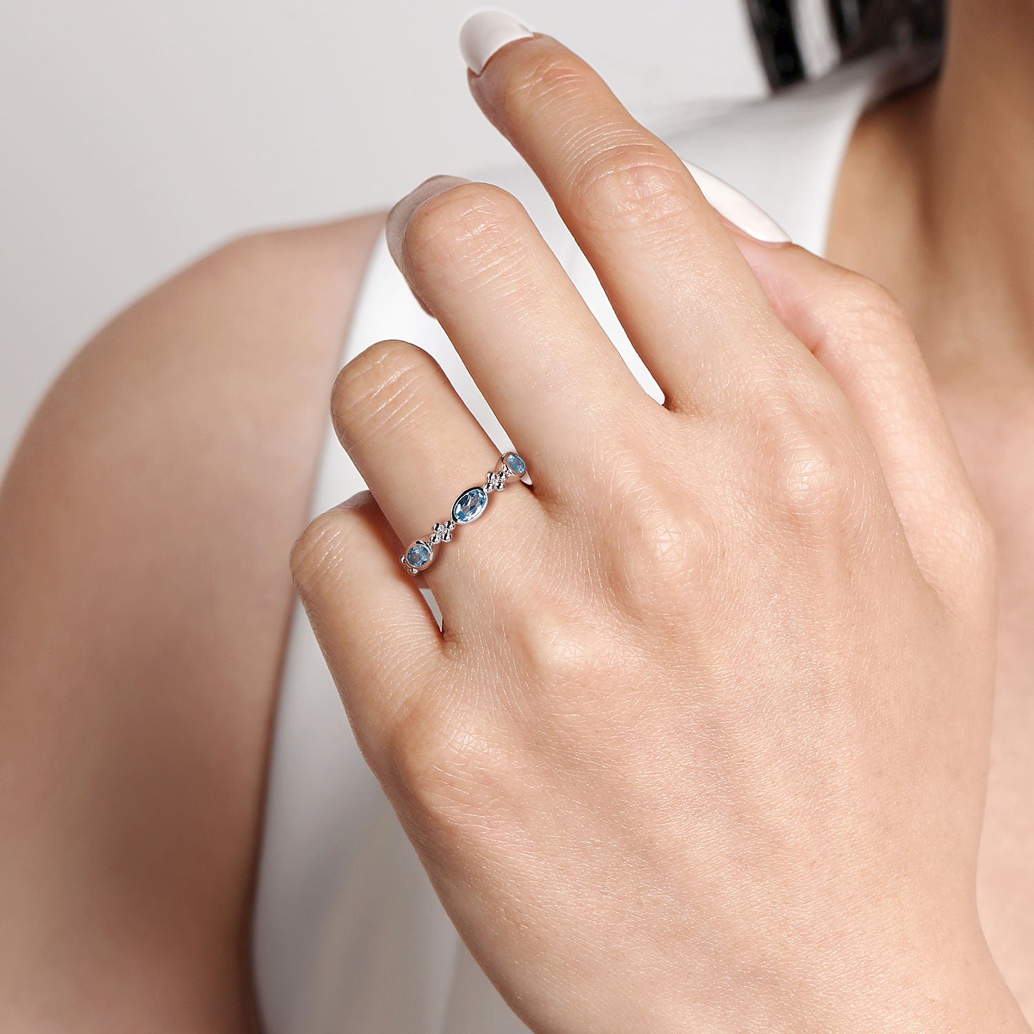 Gabriel & Co. Bujukan Blue Topaz Fashion Ladies Ring