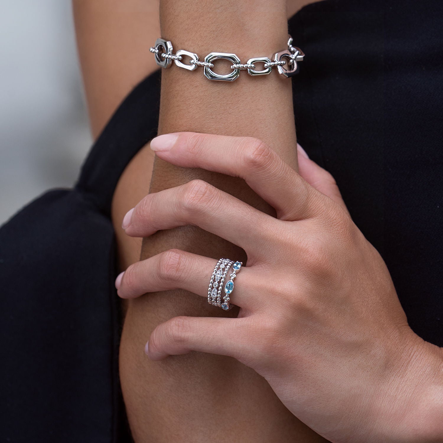 Gabriel & Co. Bujukan Blue Topaz Fashion Ladies Ring