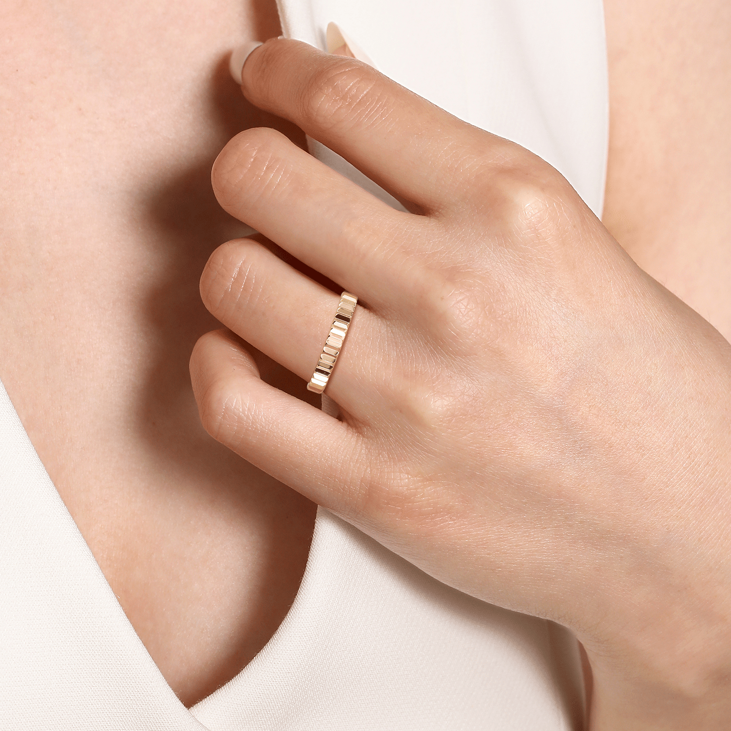Gabriel & Co. Pleated Stackable Ring