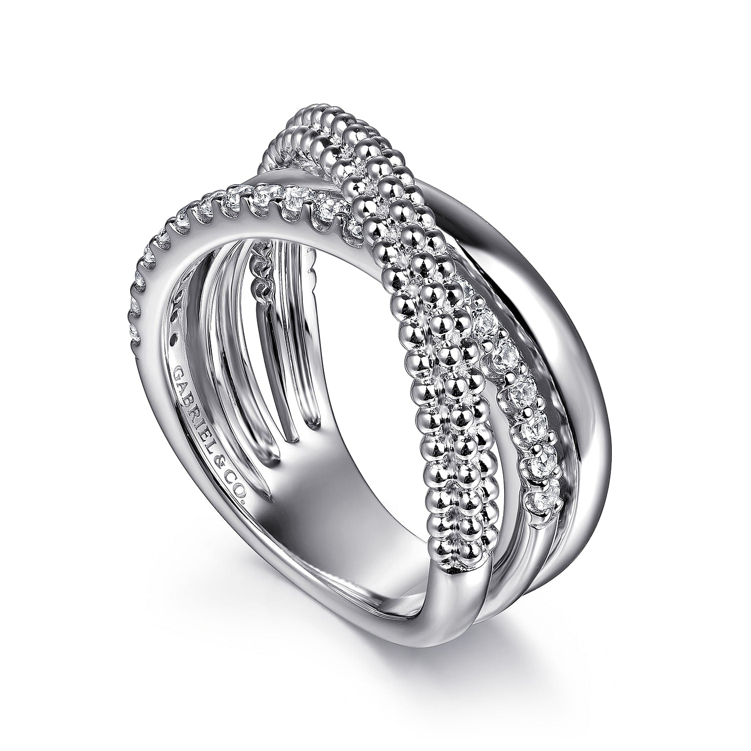 Gabriel & Co. Bujukan White Sapphire Criss Cross Ring