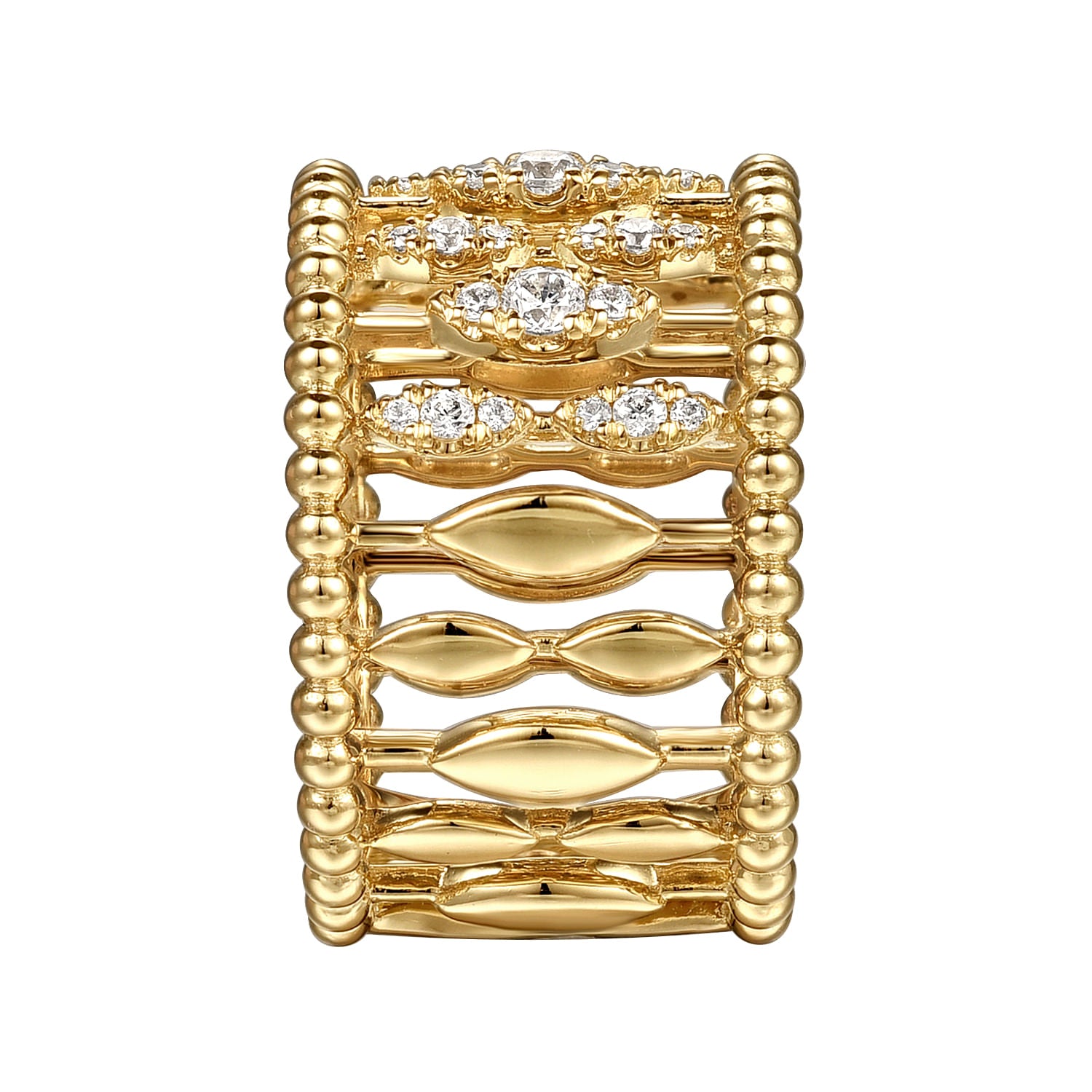 Gabriel & Co. Diamond and Bujukan Beads Wide Band Ring