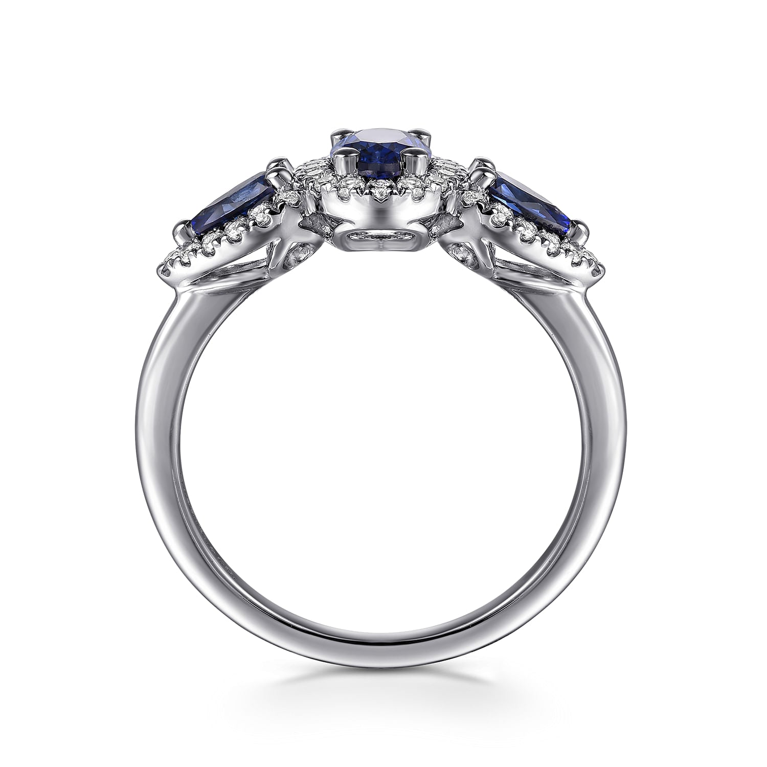 Gabriel & Co. Sapphire and Diamond Halo Ring