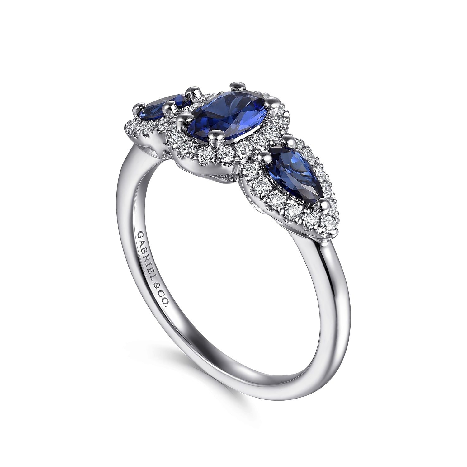 Gabriel & Co. Sapphire and Diamond Halo Ring