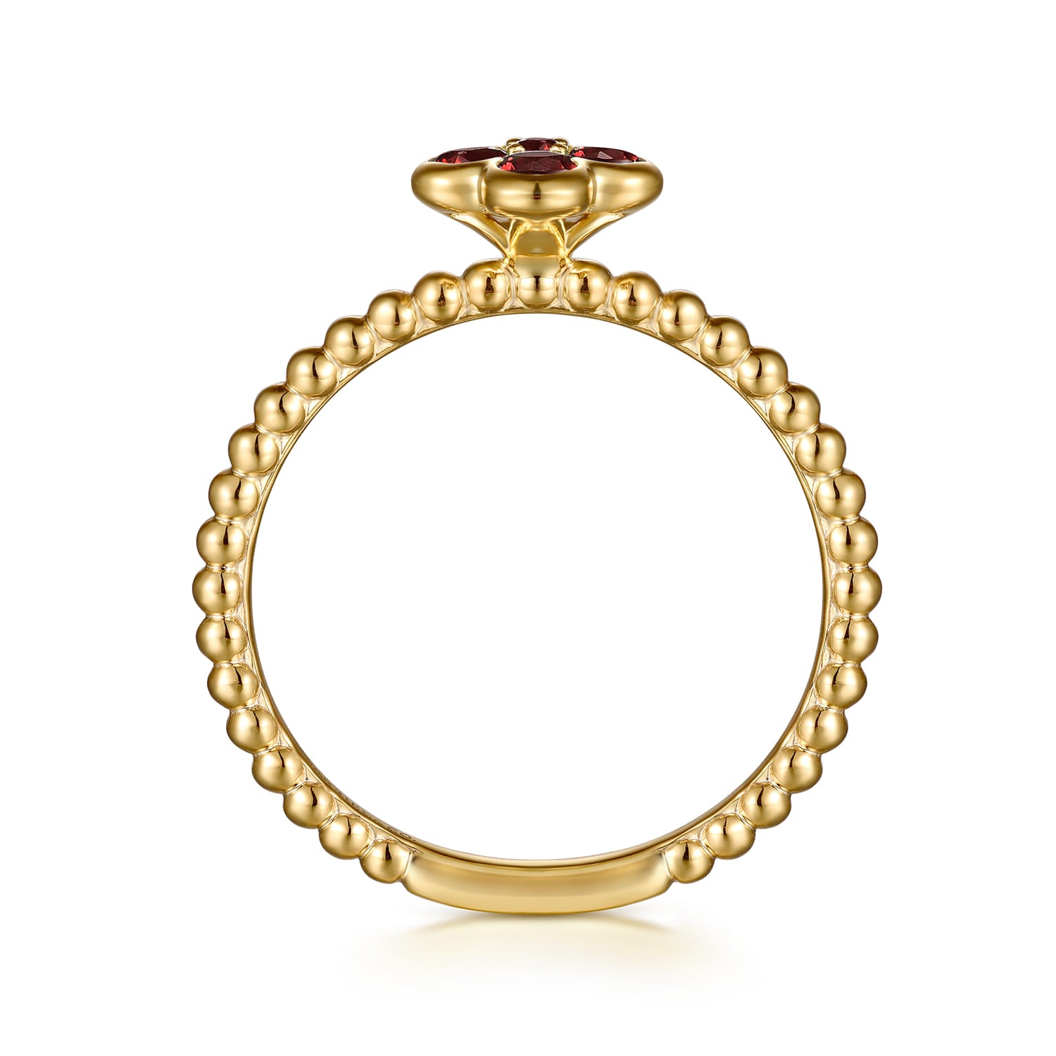 Gabriel & Co. Garnet Cluster Clover and Bujukan Bead Stackable Ring