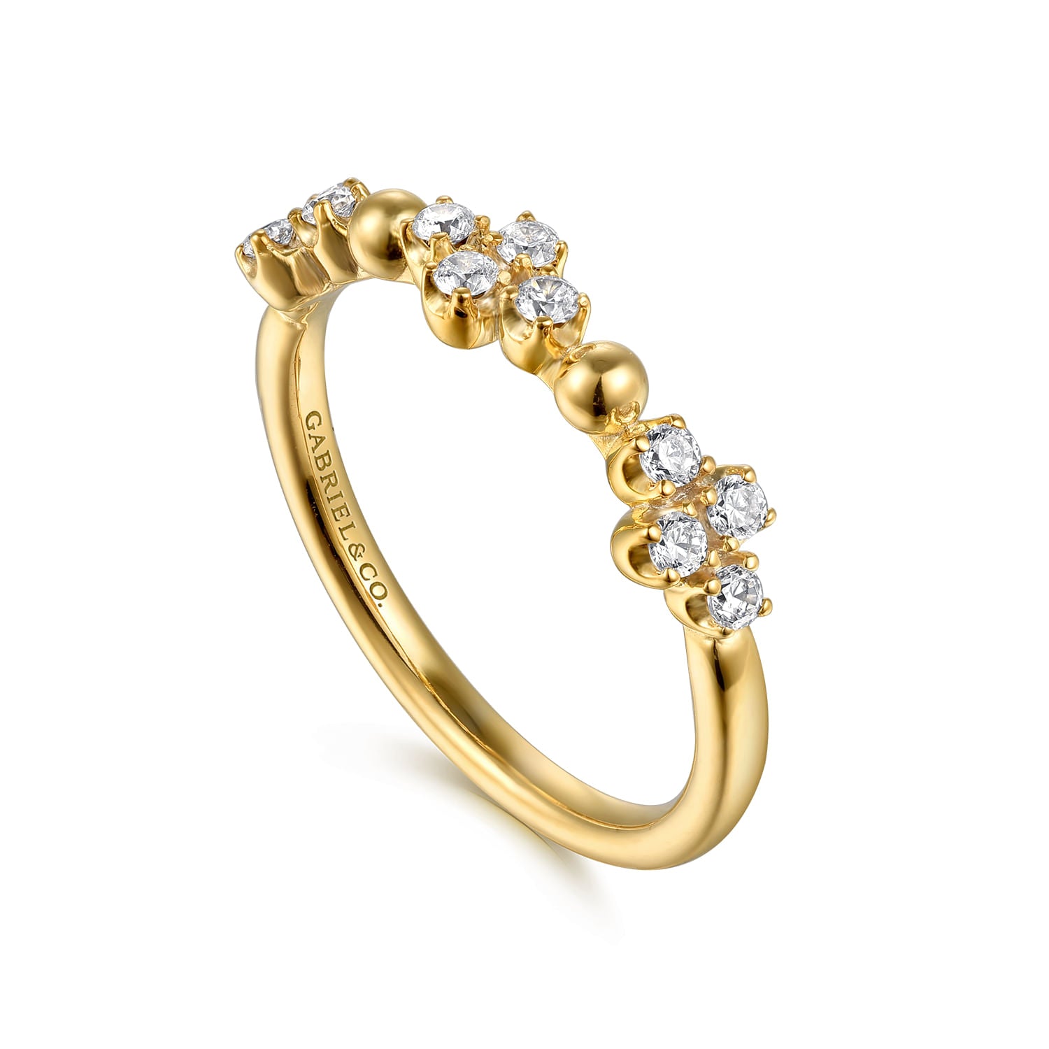 Gabriel & Co. Bujukan and Diamond Clover Stackable Ring