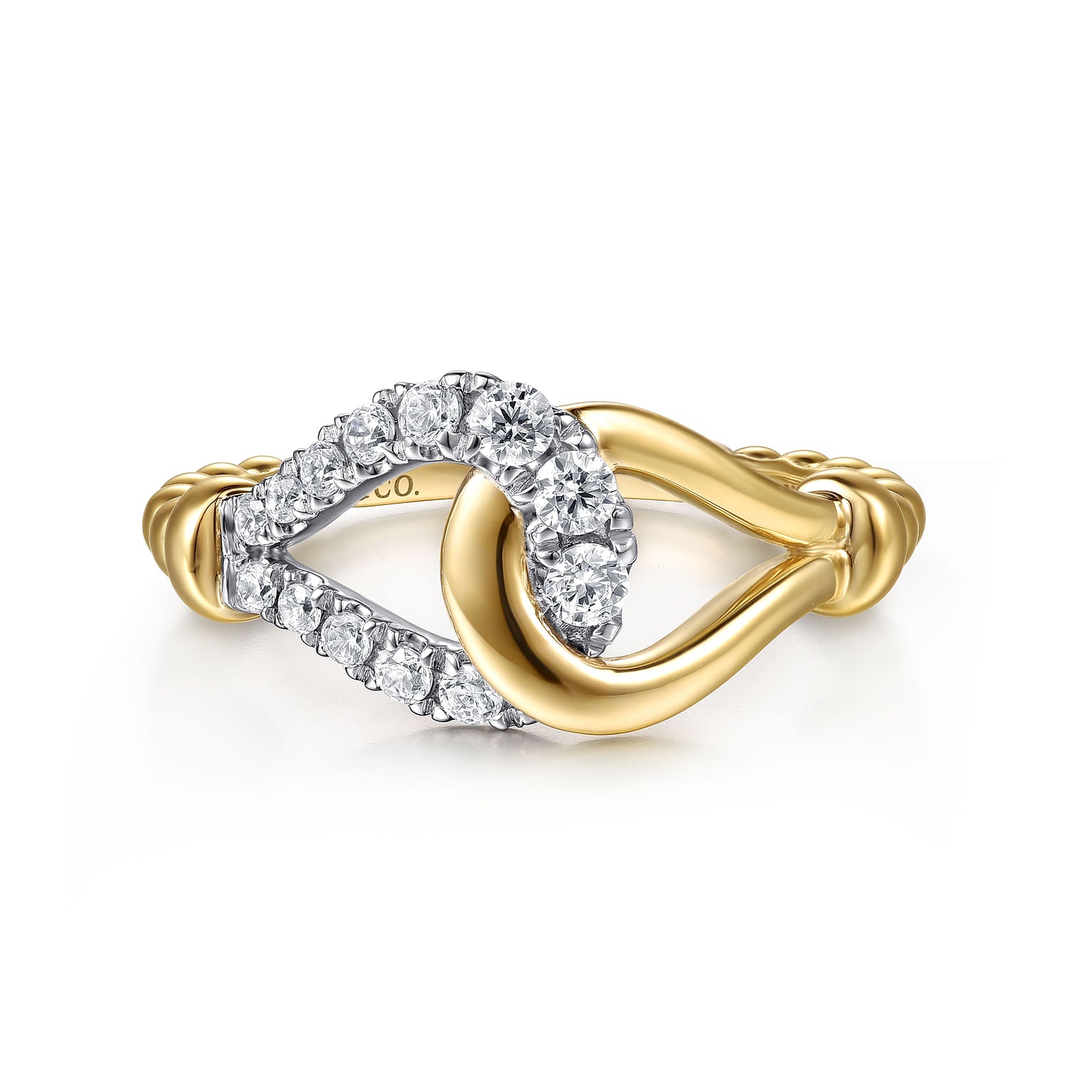 Gabriel & Co. Bujukan and Diamond Horseshoe Link Ring
