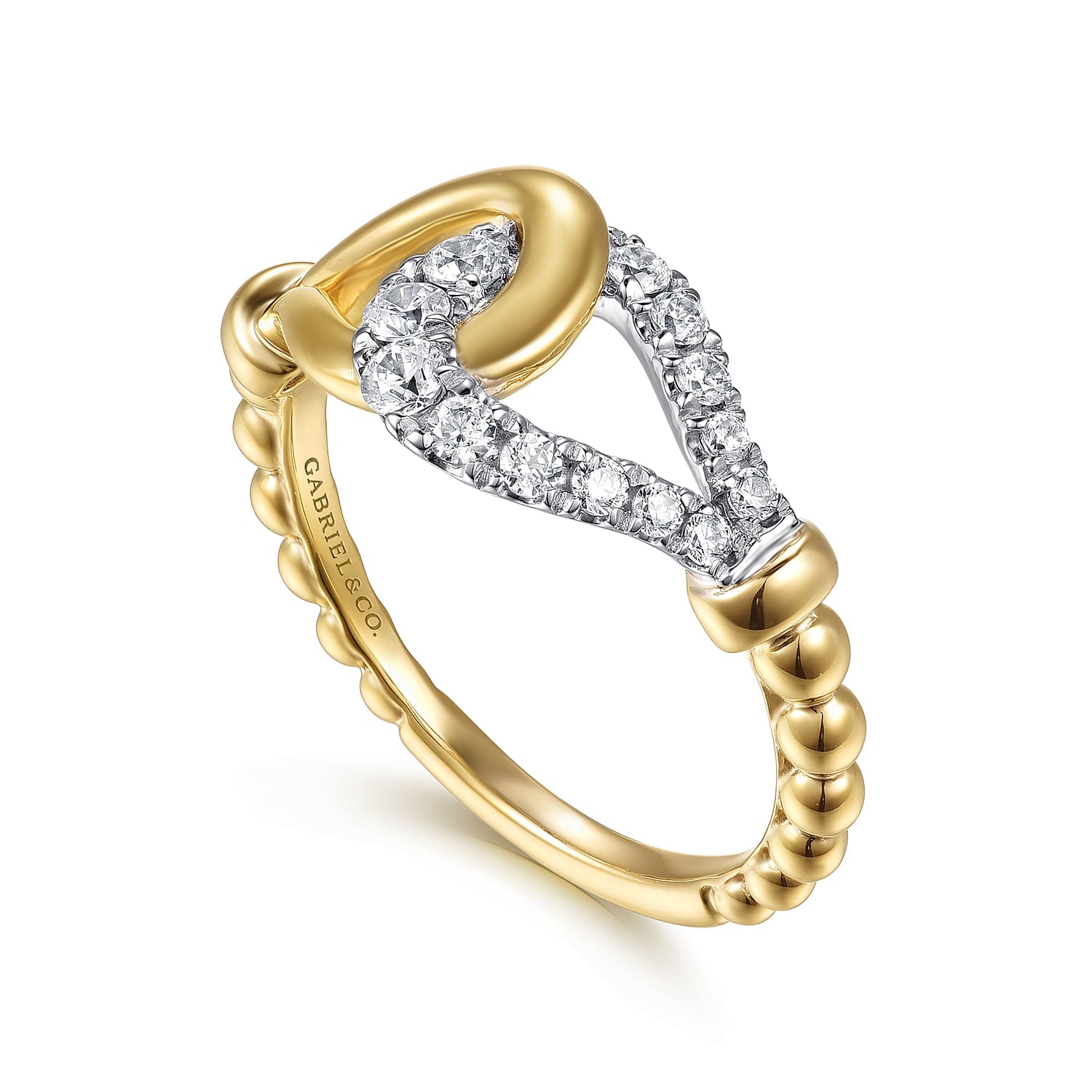 Gabriel & Co. Bujukan and Diamond Horseshoe Link Ring