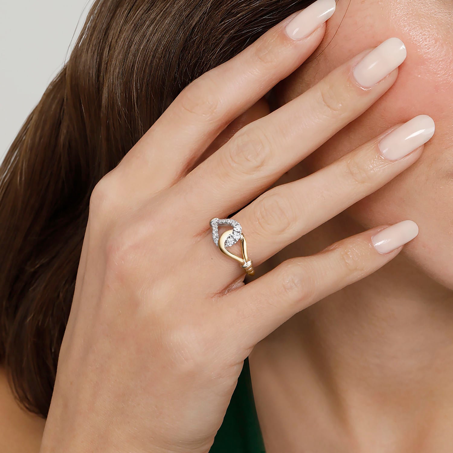 Gabriel & Co. Bujukan and Diamond Horseshoe Link Ring