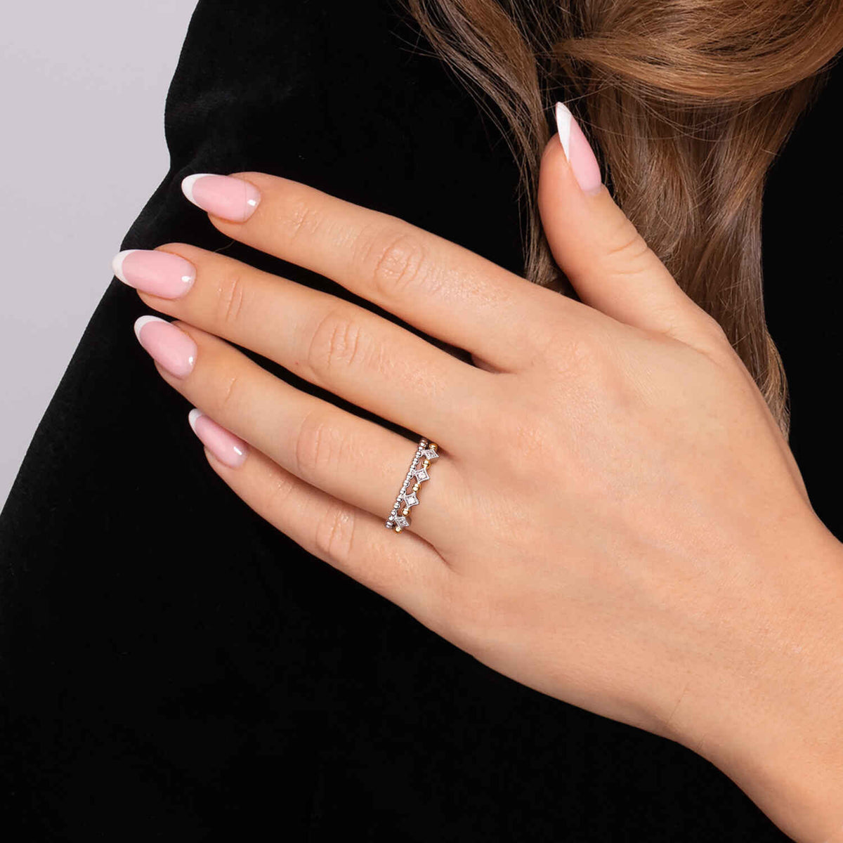 Gabriel & Co. Bujukan Ball White Sapphire Stackable Ring