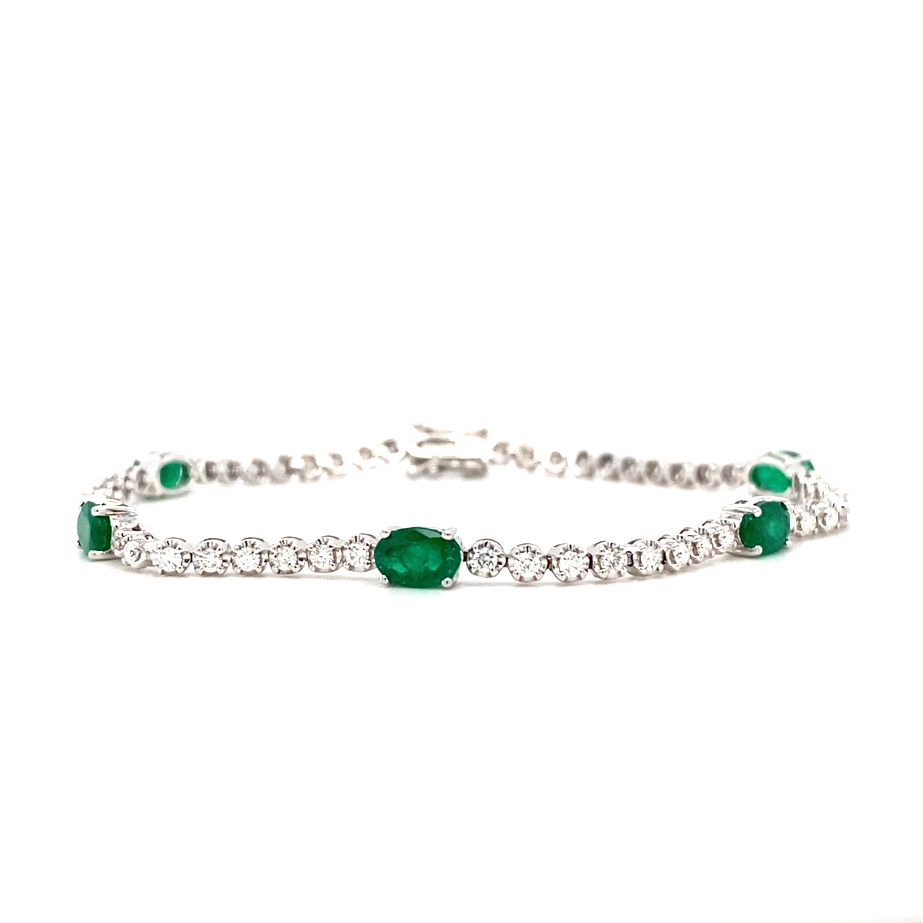 Diamond & Oval Emerald Bracelet