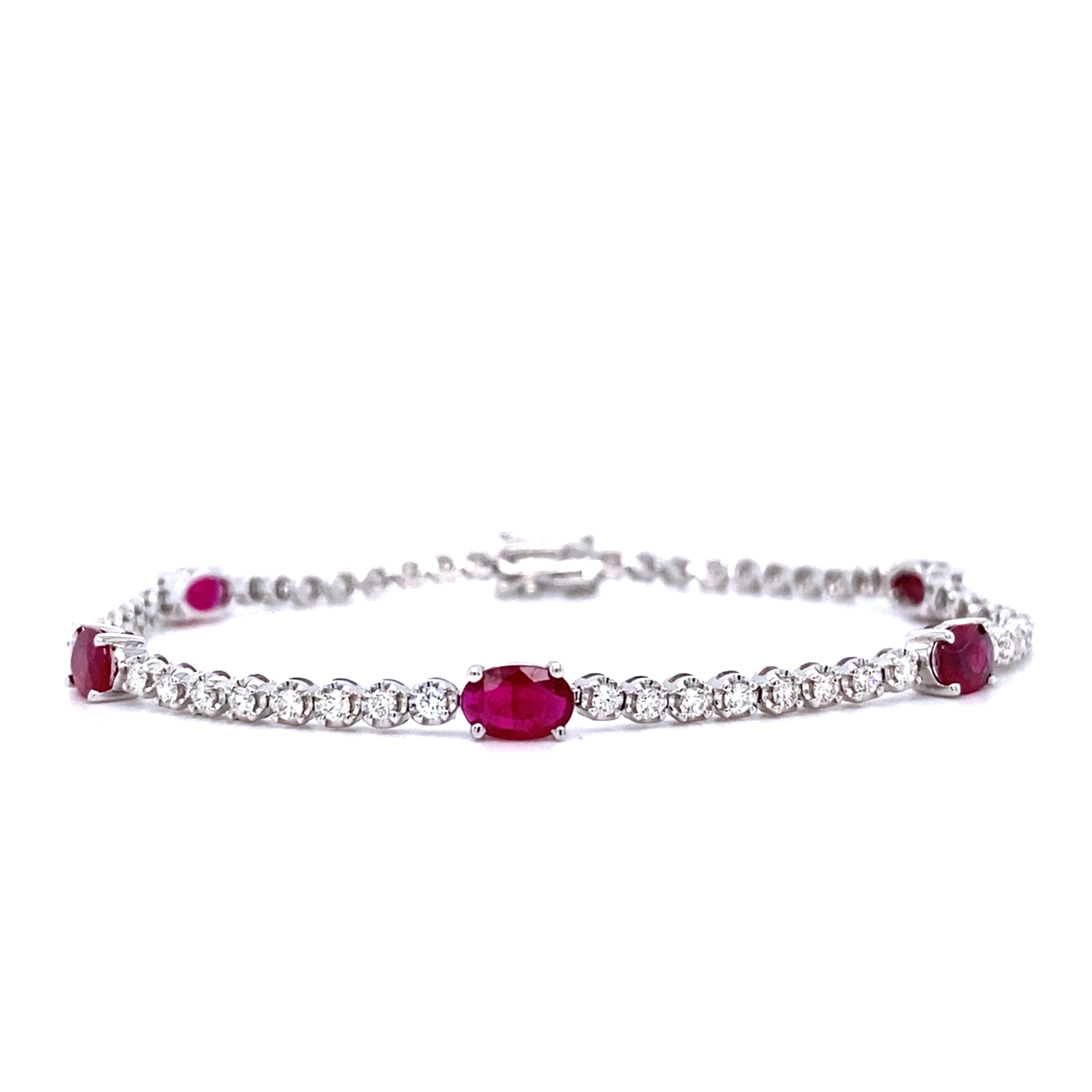 Diamond & Oval Ruby Bracelet