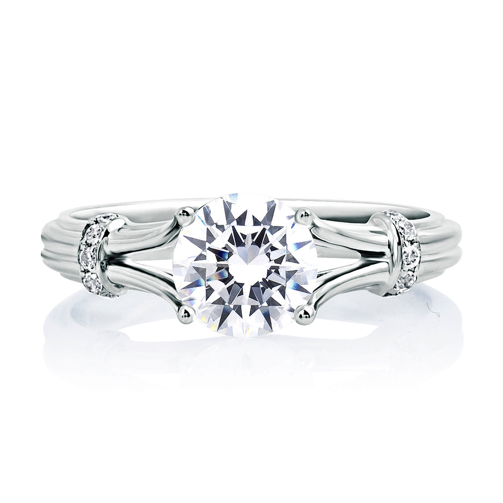 A.JAFFE Grooved Engagement Ring with Diamond Wrap