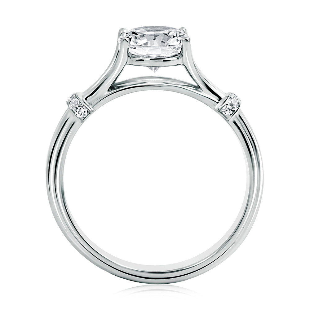A.JAFFE Grooved Engagement Ring with Diamond Wrap