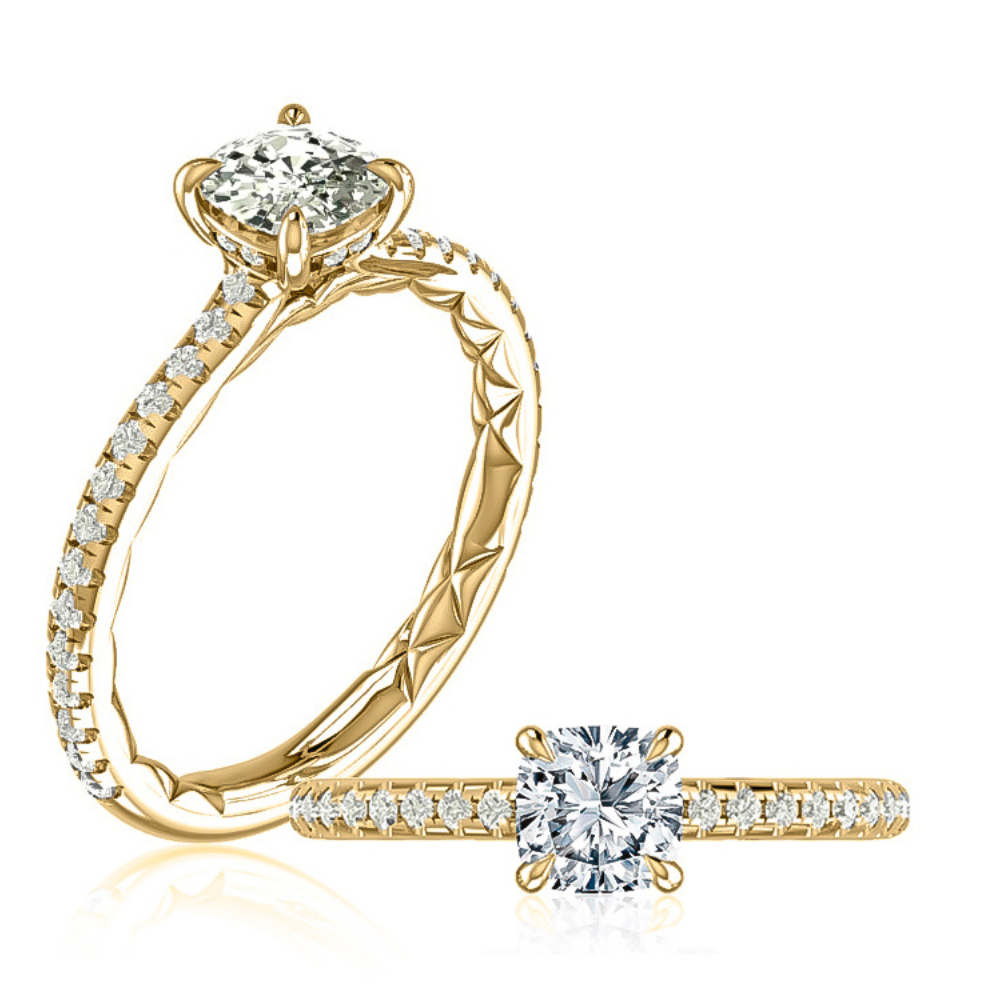 A.JAFFE Classic Cushion Center Diamond Engagement Ring with a Hidden Halo