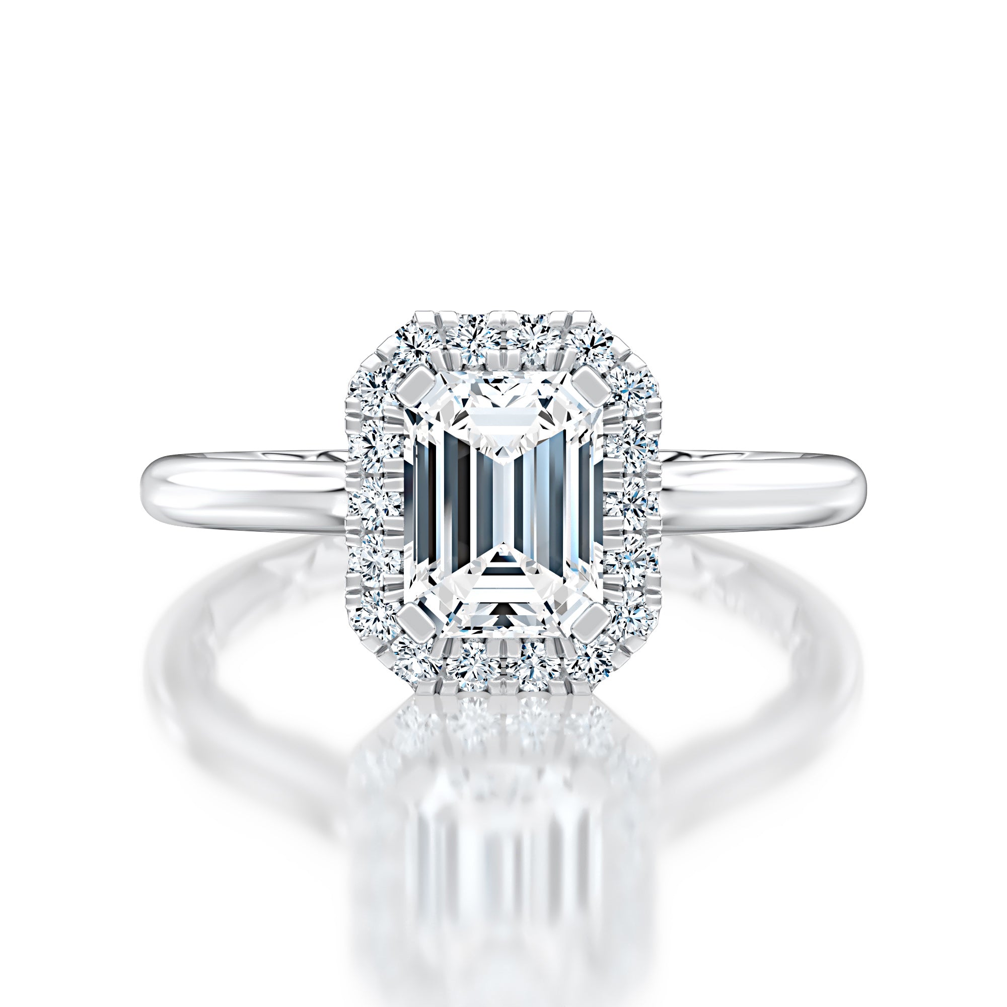 A.JAFFE Elongated Radiant Solitaire Halo Engagement Ring