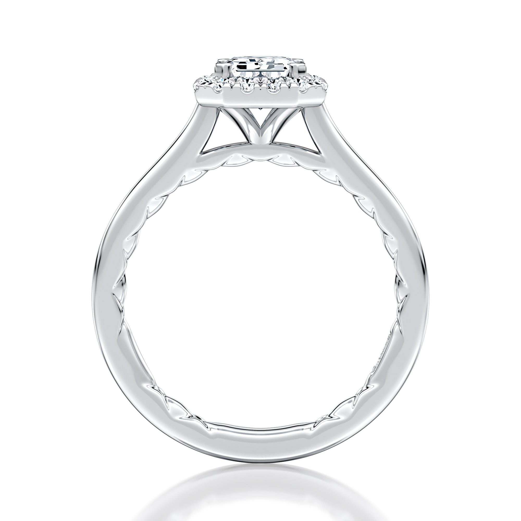 A.JAFFE Elongated Radiant Solitaire Halo Engagement Ring
