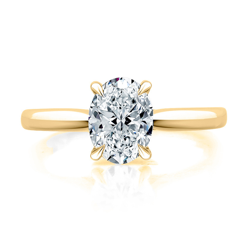 A.JAFFE Oval Solitaire Engagement Ring with Diamond Bridge