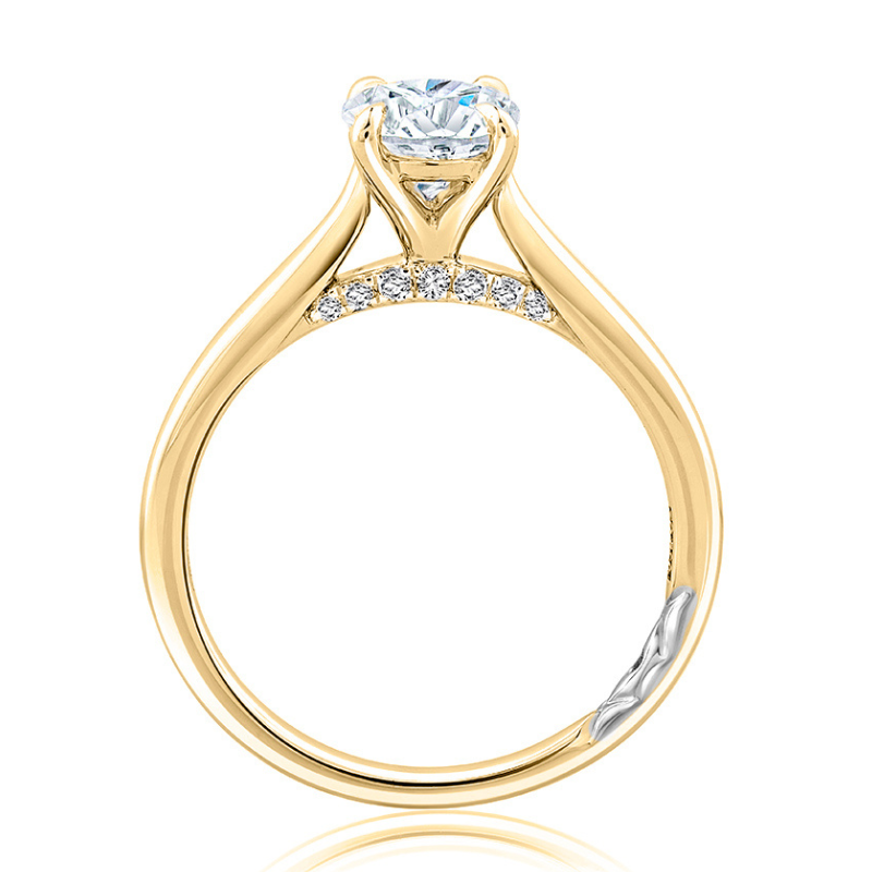 A.JAFFE Oval Solitaire Engagement Ring with Diamond Bridge