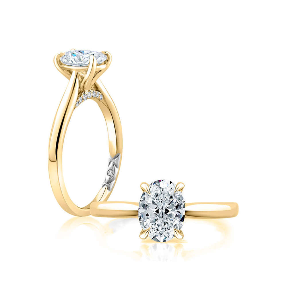A.Jaffe Oval Solitaire Engagement Ring with Diamond Bridge