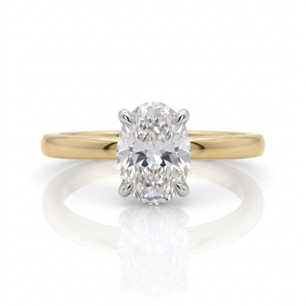 A.JAFFE Oval Hidden Halo Quilted Engagement Ring