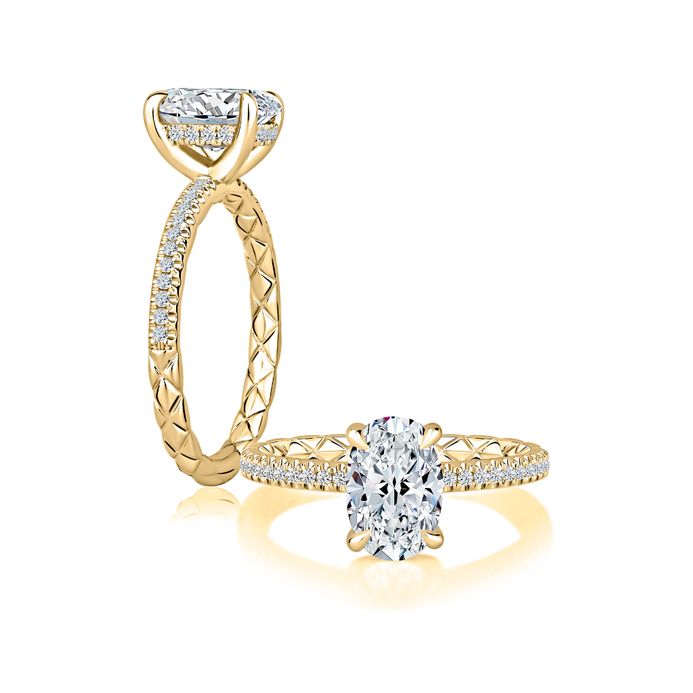 A.Jaffe Oval Center Hidden Halo Engagement Ring