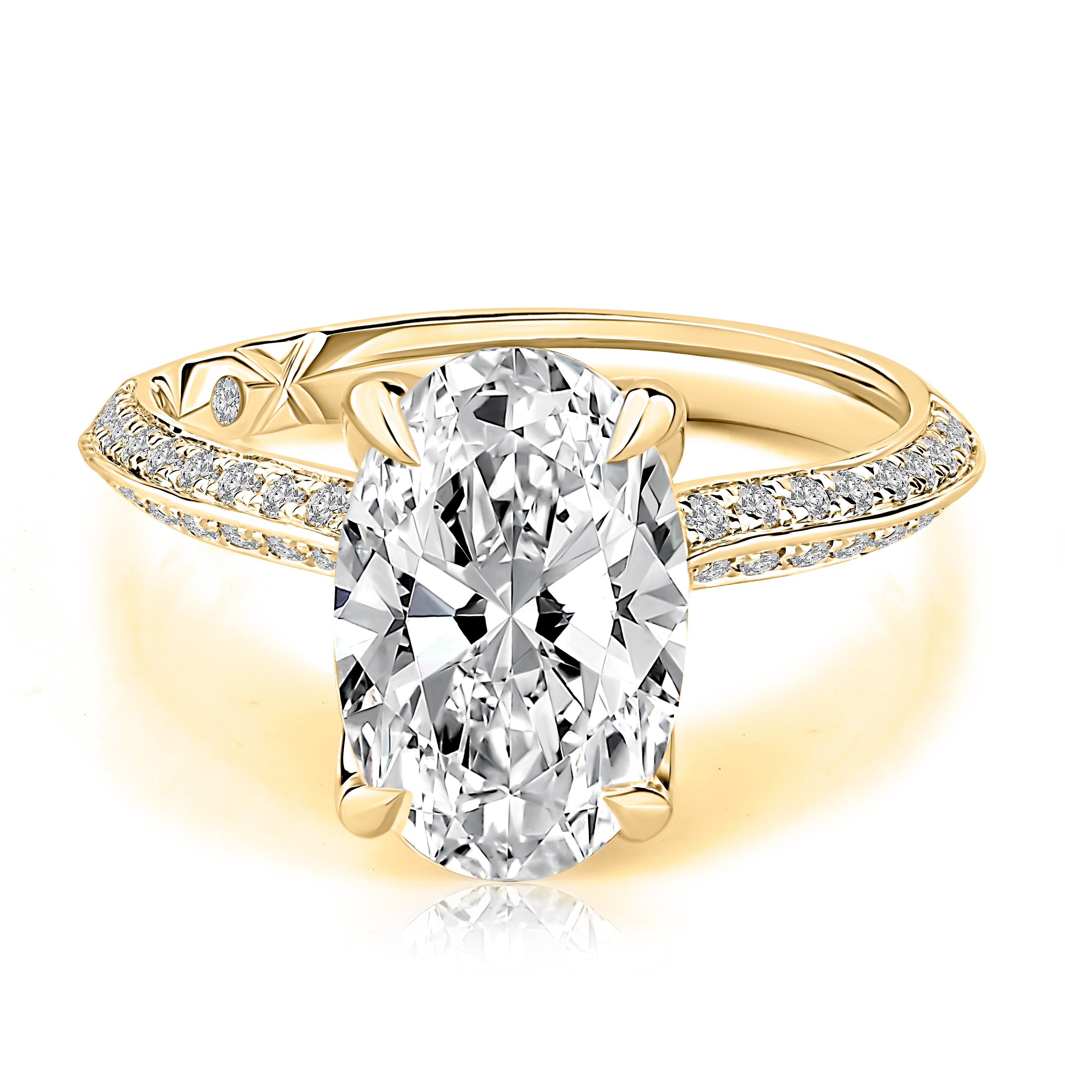 A.JAFFE Oval Center Engagement Ring with Double Row Band