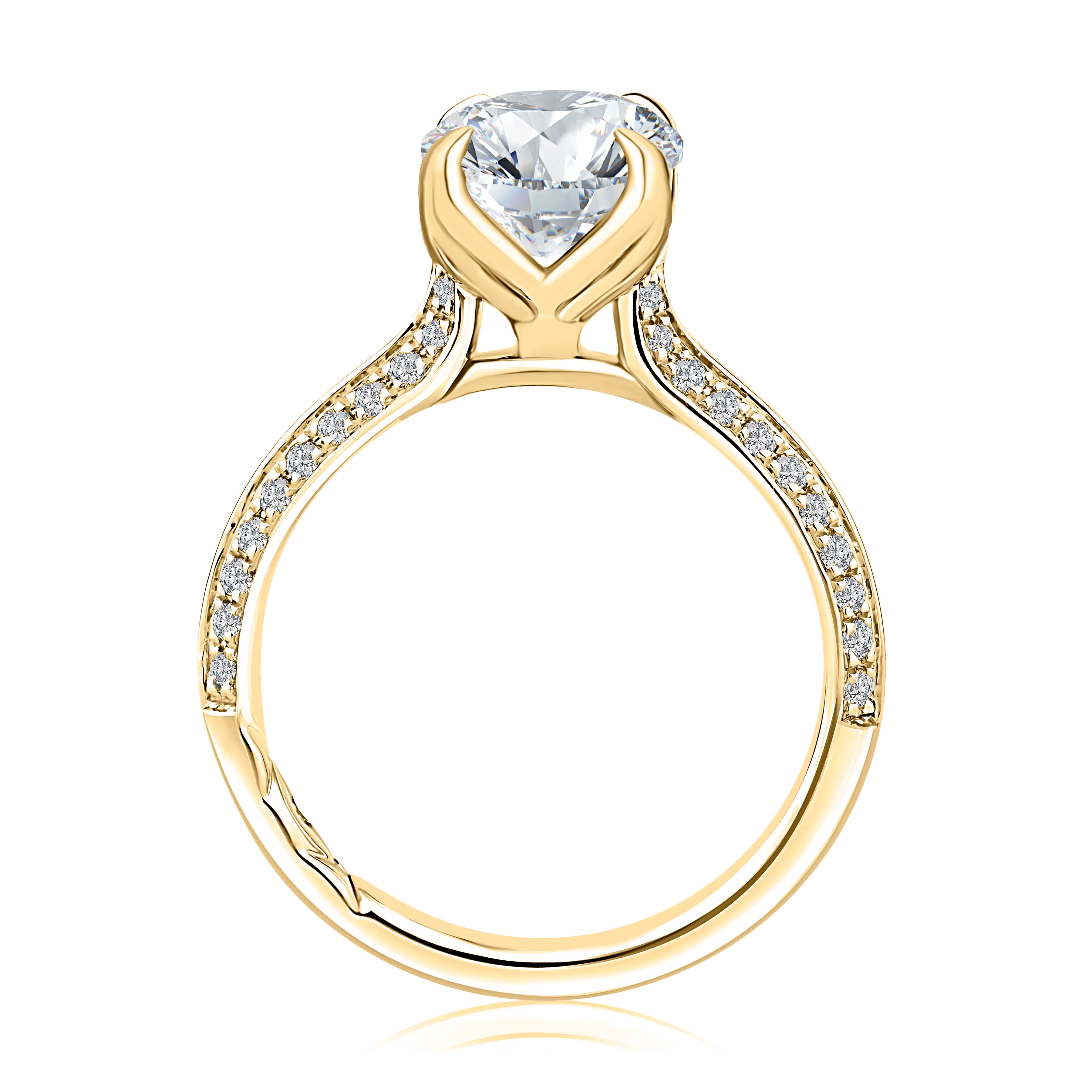 A.JAFFE Oval Center Engagement Ring with Double Row Band