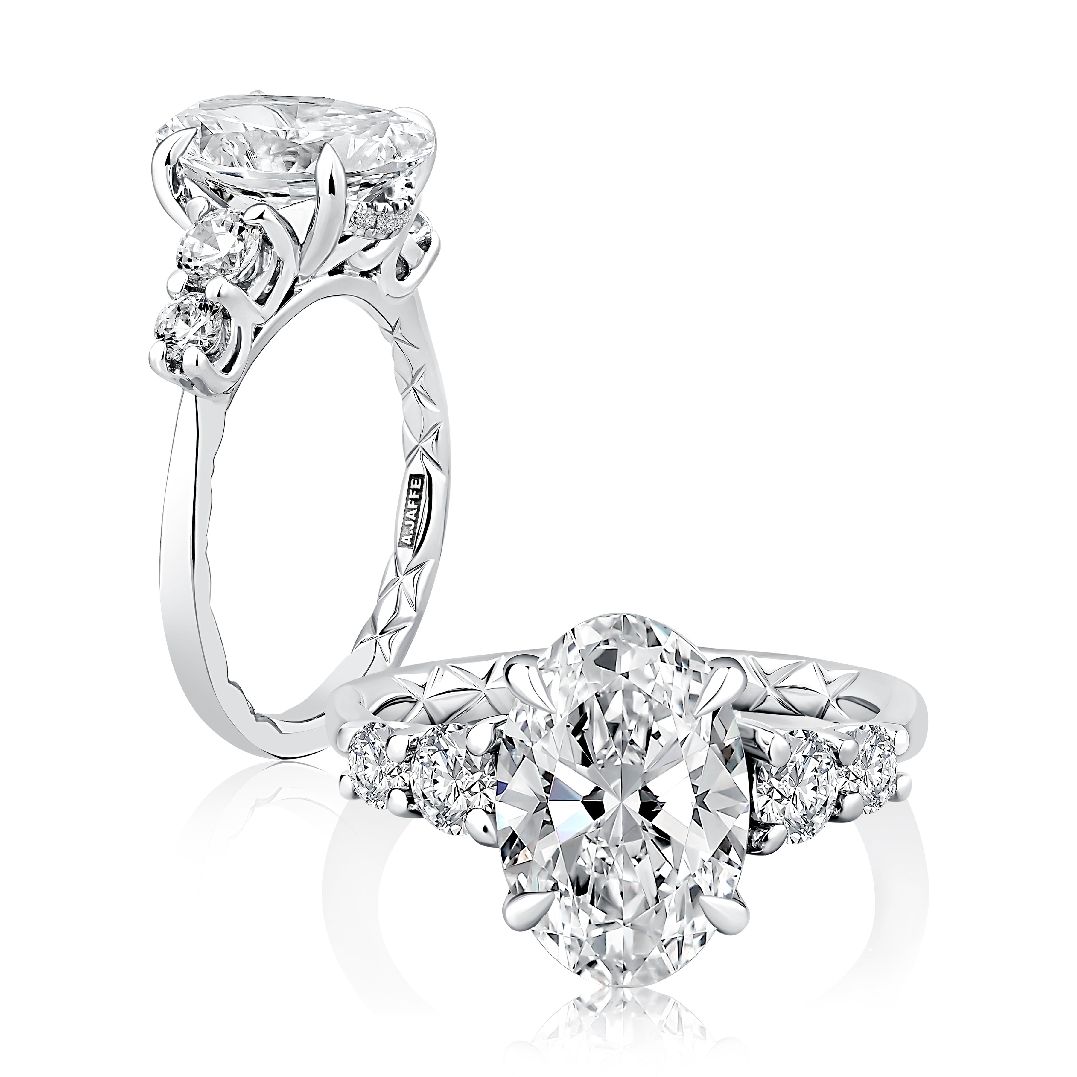A.JAFFE Oval Center Hidden Halo Engagement Ring