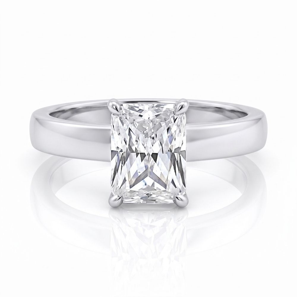 A.JAFFE Radiant Center Hidden Halo Engagement Ring