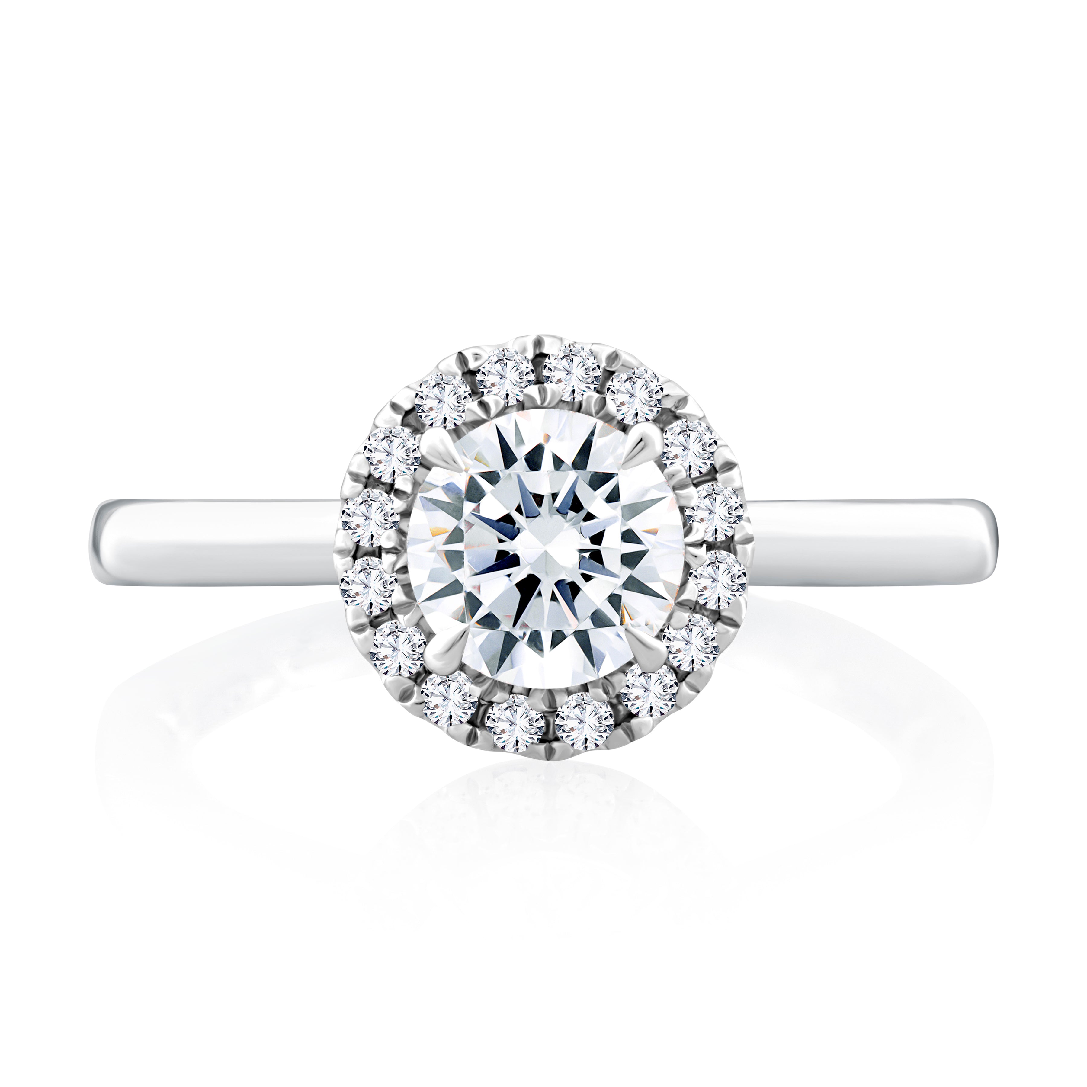 A.JAFFE Round Diamond Center Halo Engagement Ring
