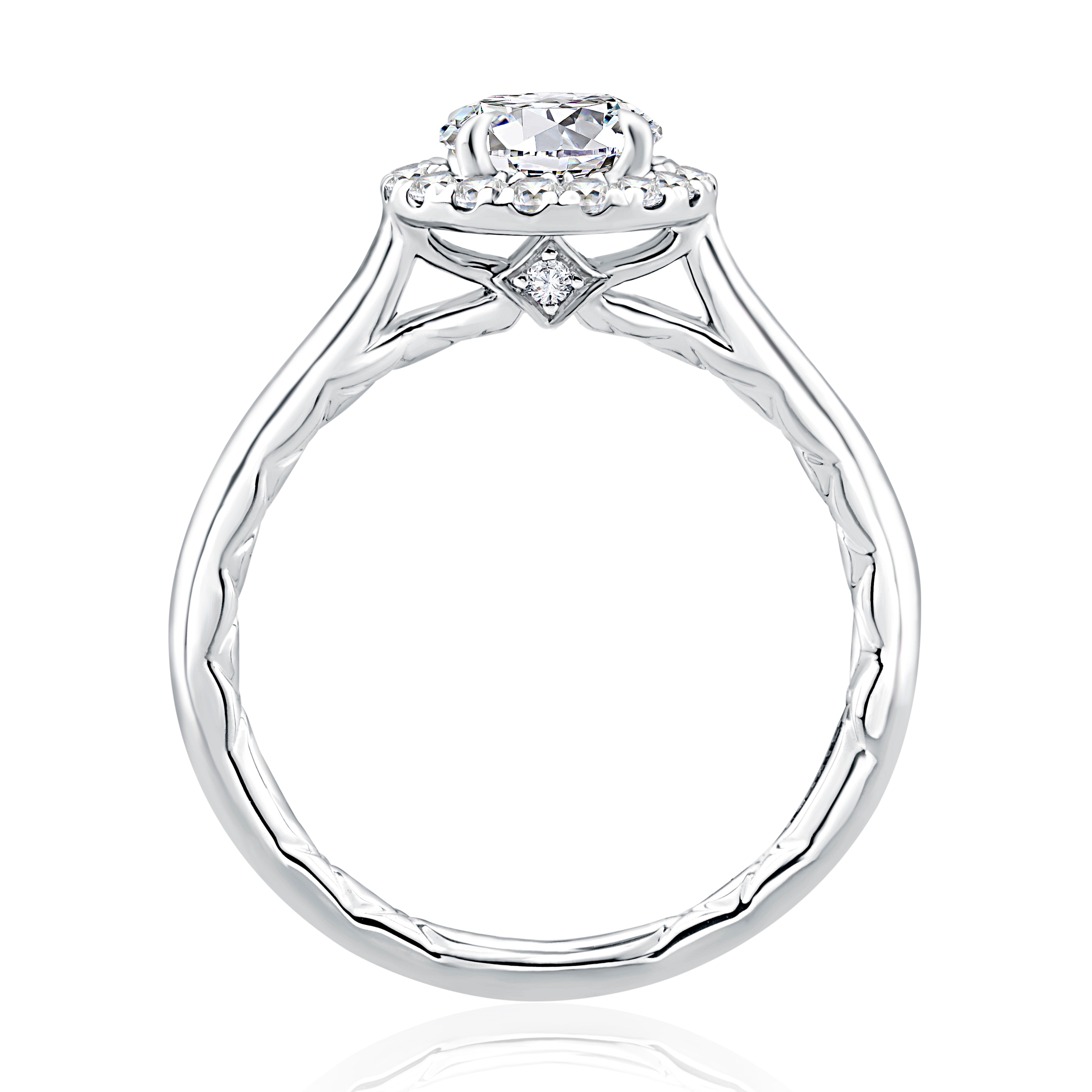 A.JAFFE Round Diamond Center Halo Engagement Ring