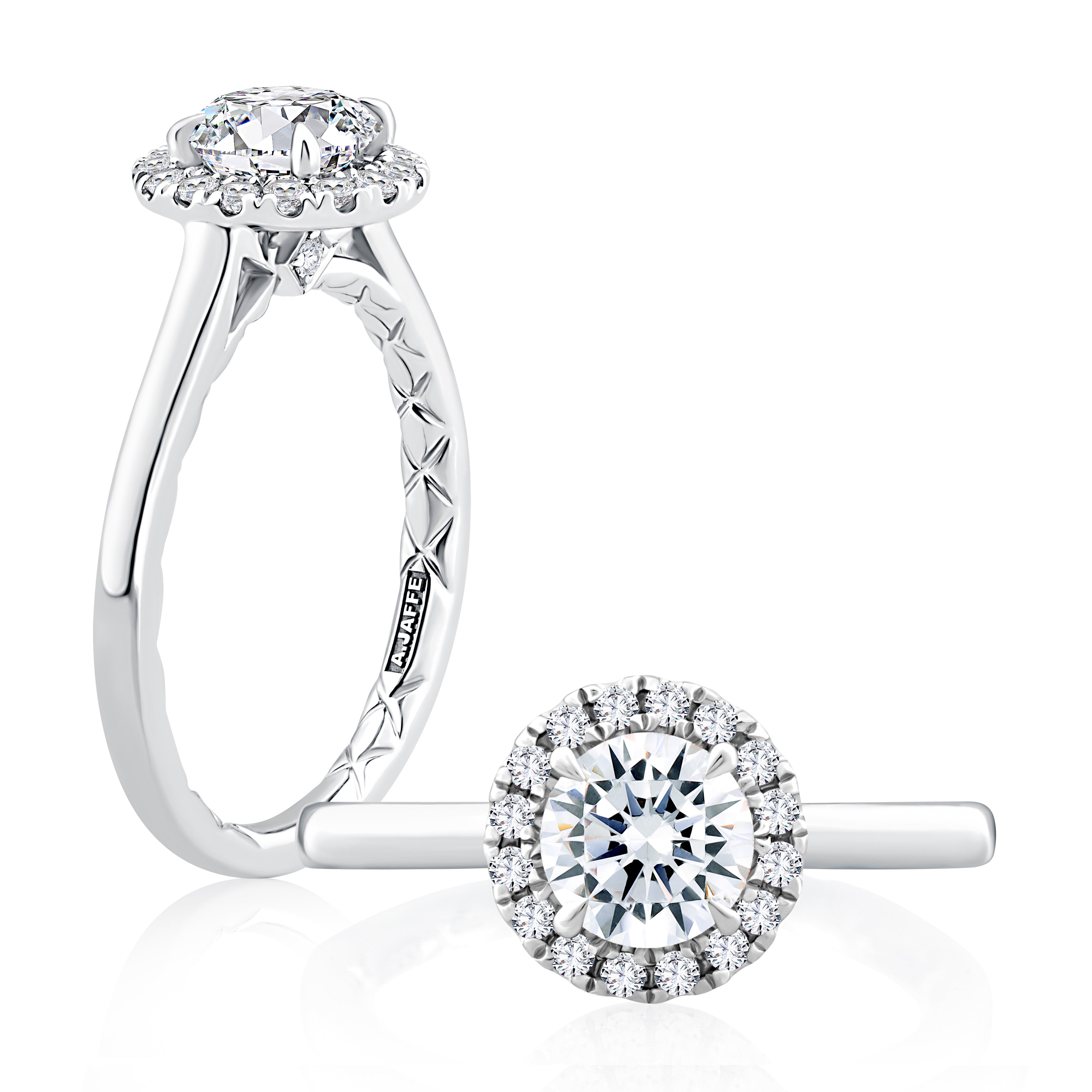 A.JAFFE Round Diamond Center Halo Engagement Ring