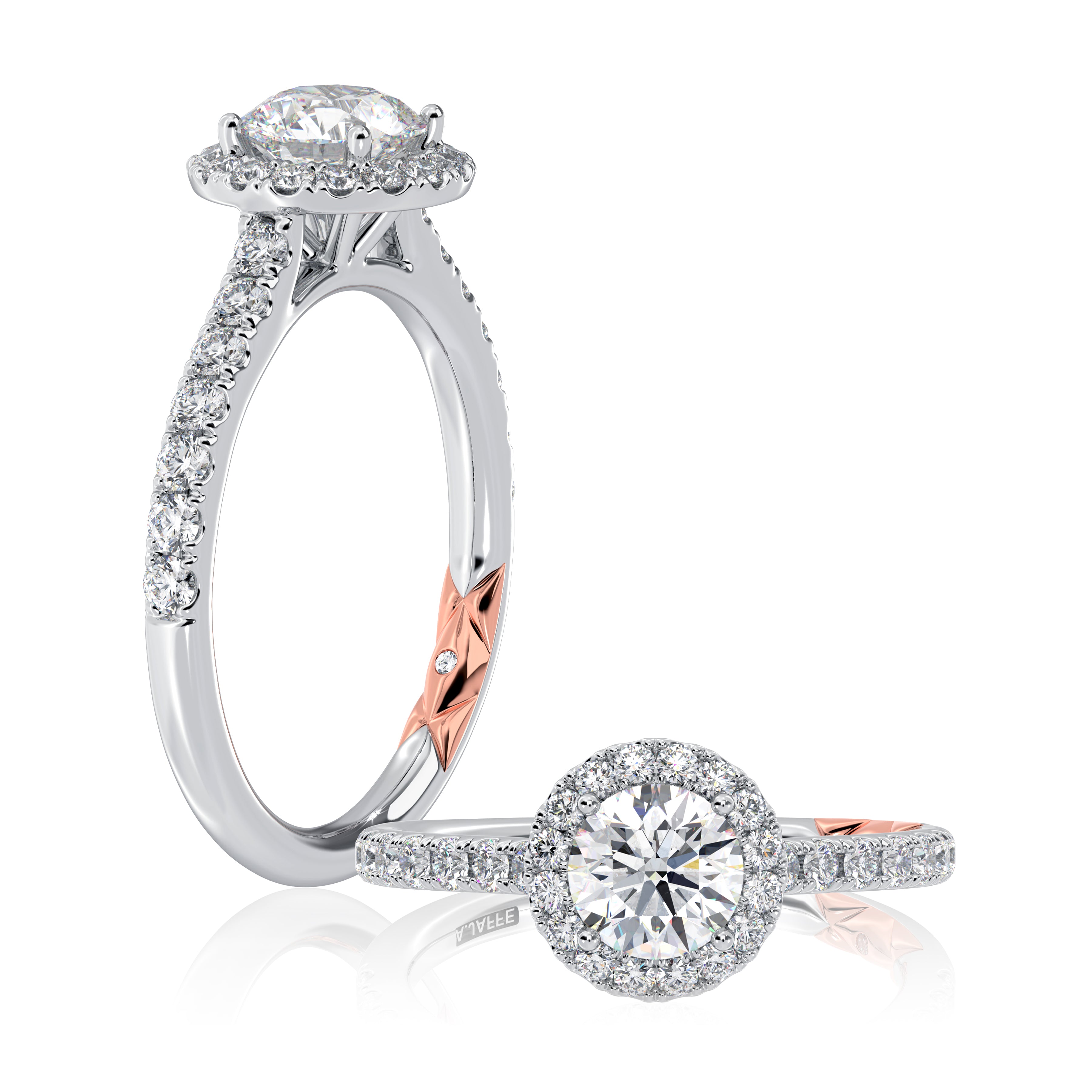 A.JAFFE Round Diamond Halo Engagement Ring