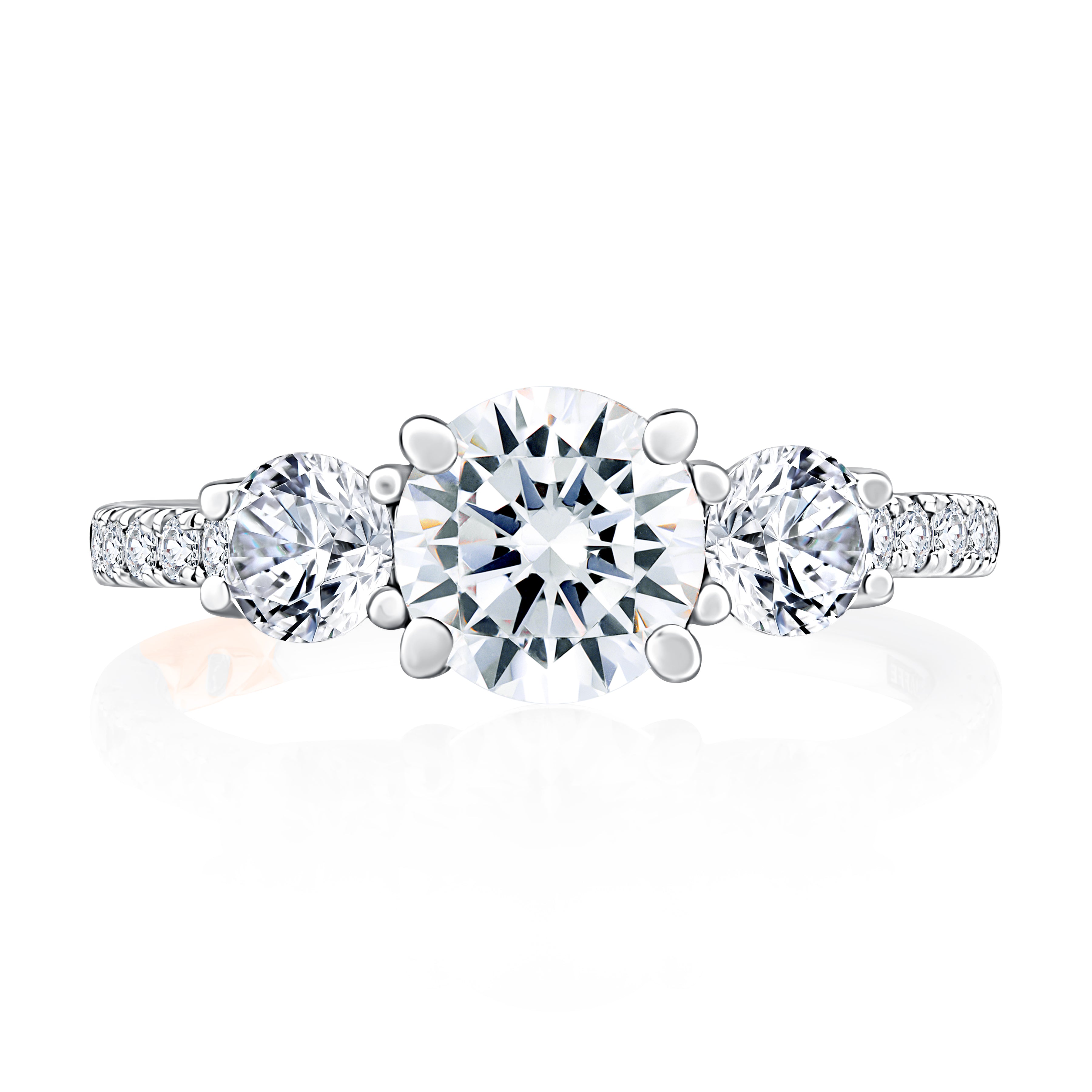 Three Stone Diamond Engagement Ring Mounting