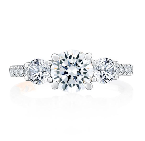 A.JAFFE Three-Stone Diamond Engagement Ring Mounting
