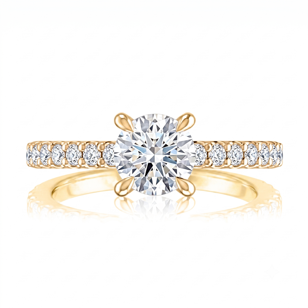 A.JAFFE Hidden Halo Engaement Ring with Pave Diamond Band