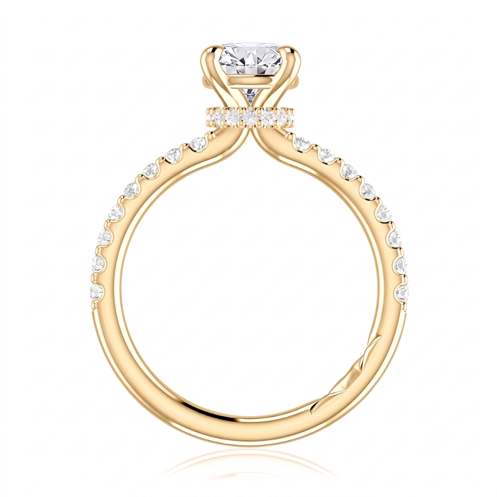 A.JAFFE Hidden Halo Engaement Ring with Pave Diamond Band