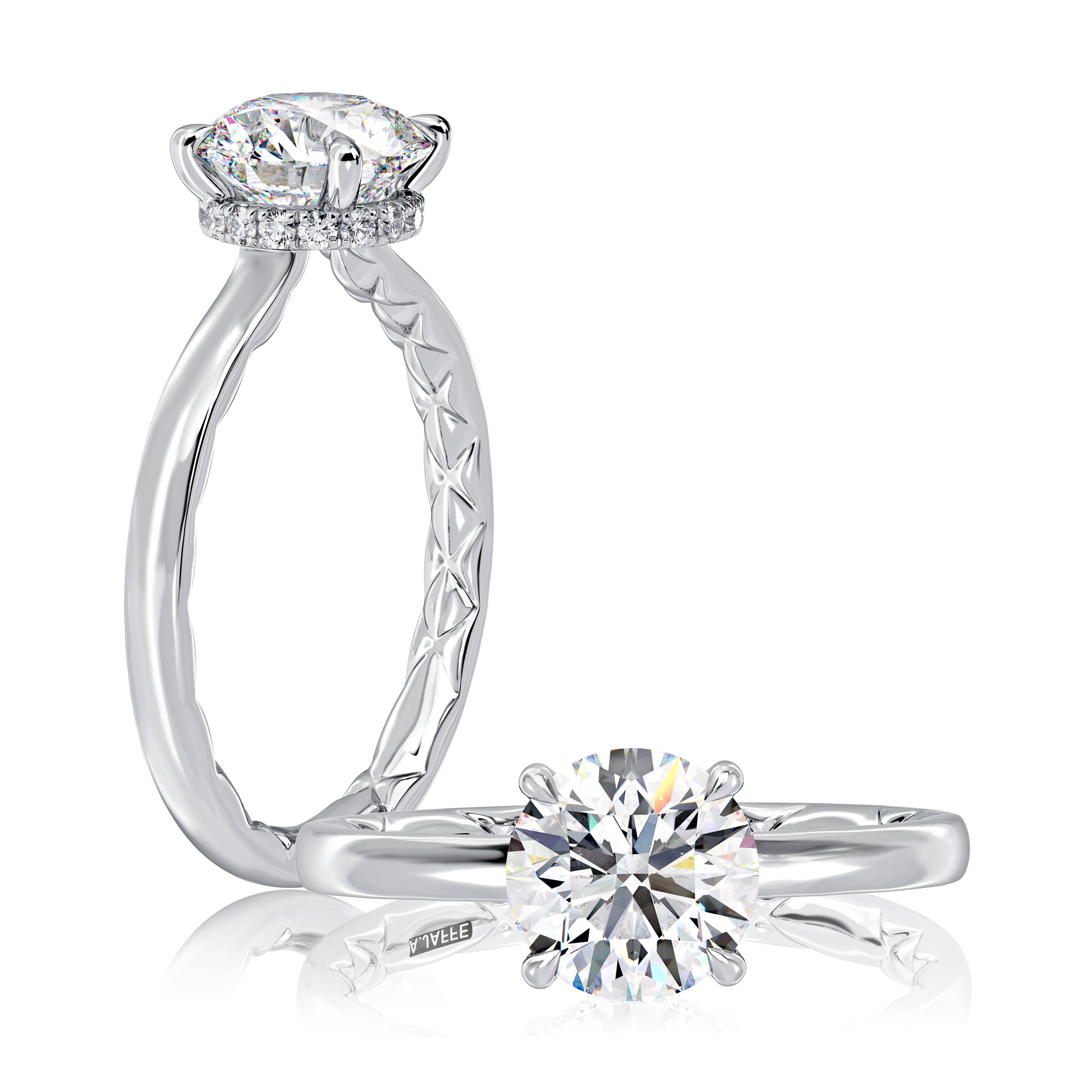 A.JAFFE Hidden Halo Quilted Diamond Engagement Ring