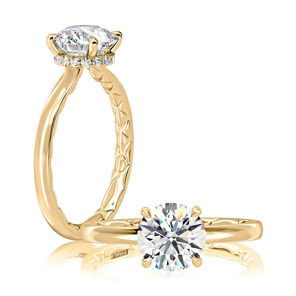A.JAFFE Hidden Halo Quilted Diamond Engagement Ring