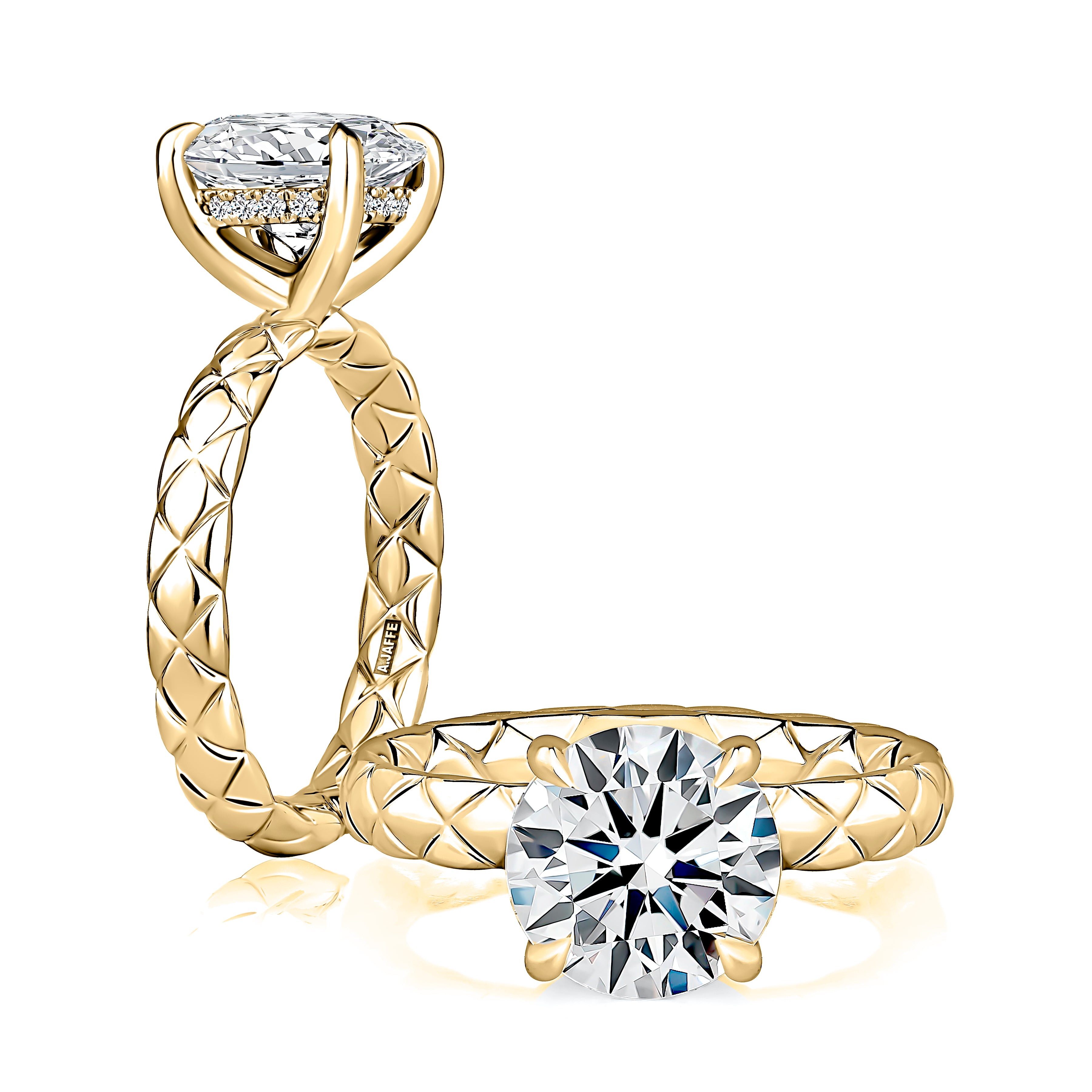 A.Jaffe Quilted Solitaire Engagement Ring with Hidden Halo