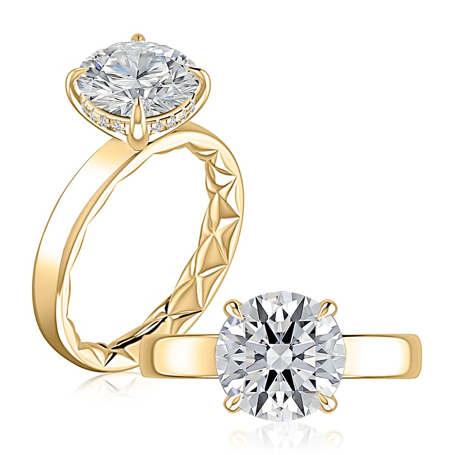 A.JAFFE Hidden Halo Quilted Diamond Engagement Ring