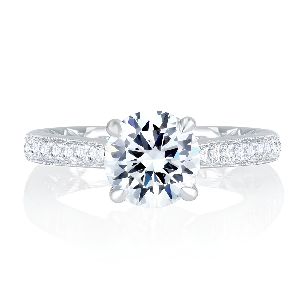 A.JAFFE Round Center Signature Engagement Ring