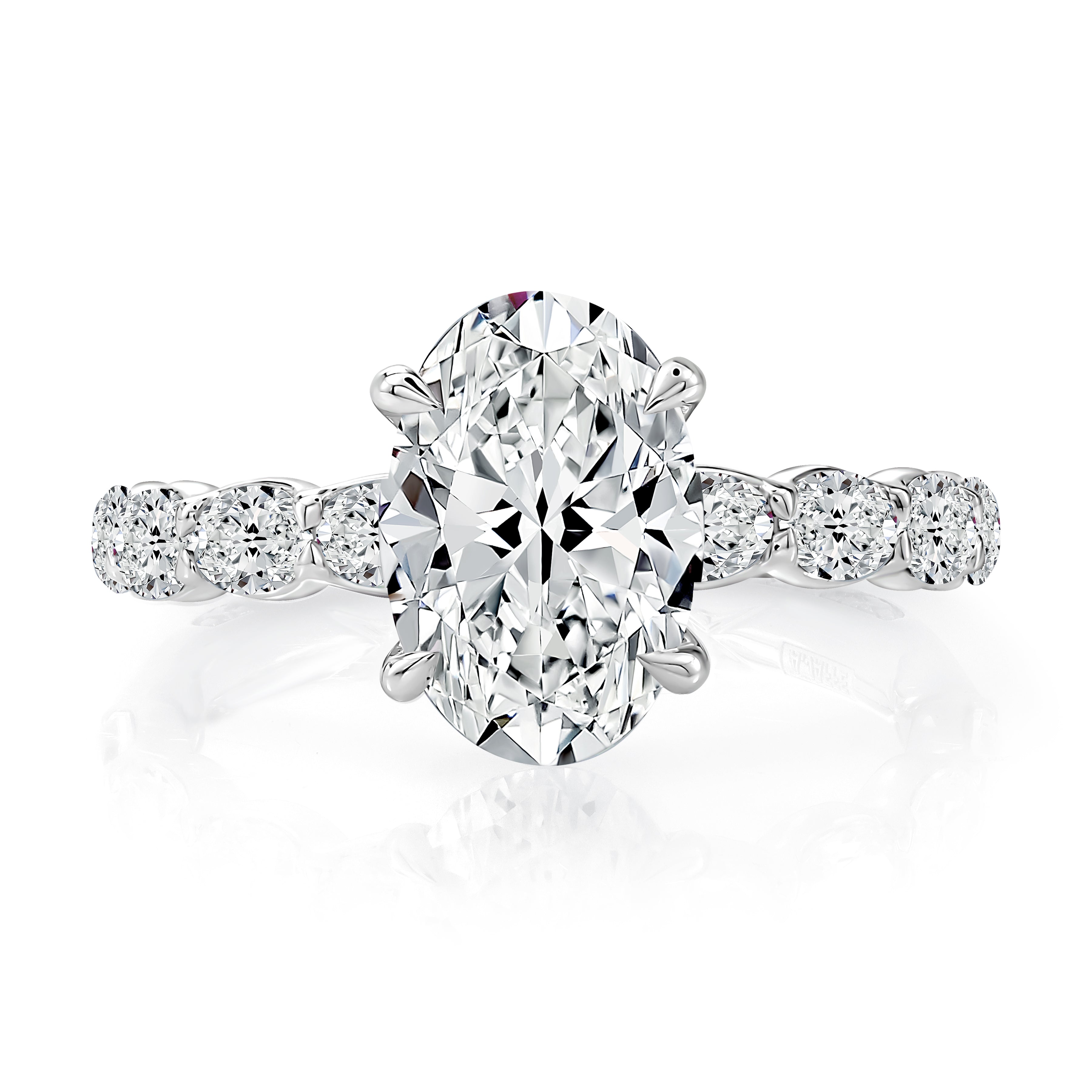 A.JAFFE Oval Center Diamond Engagement Ring