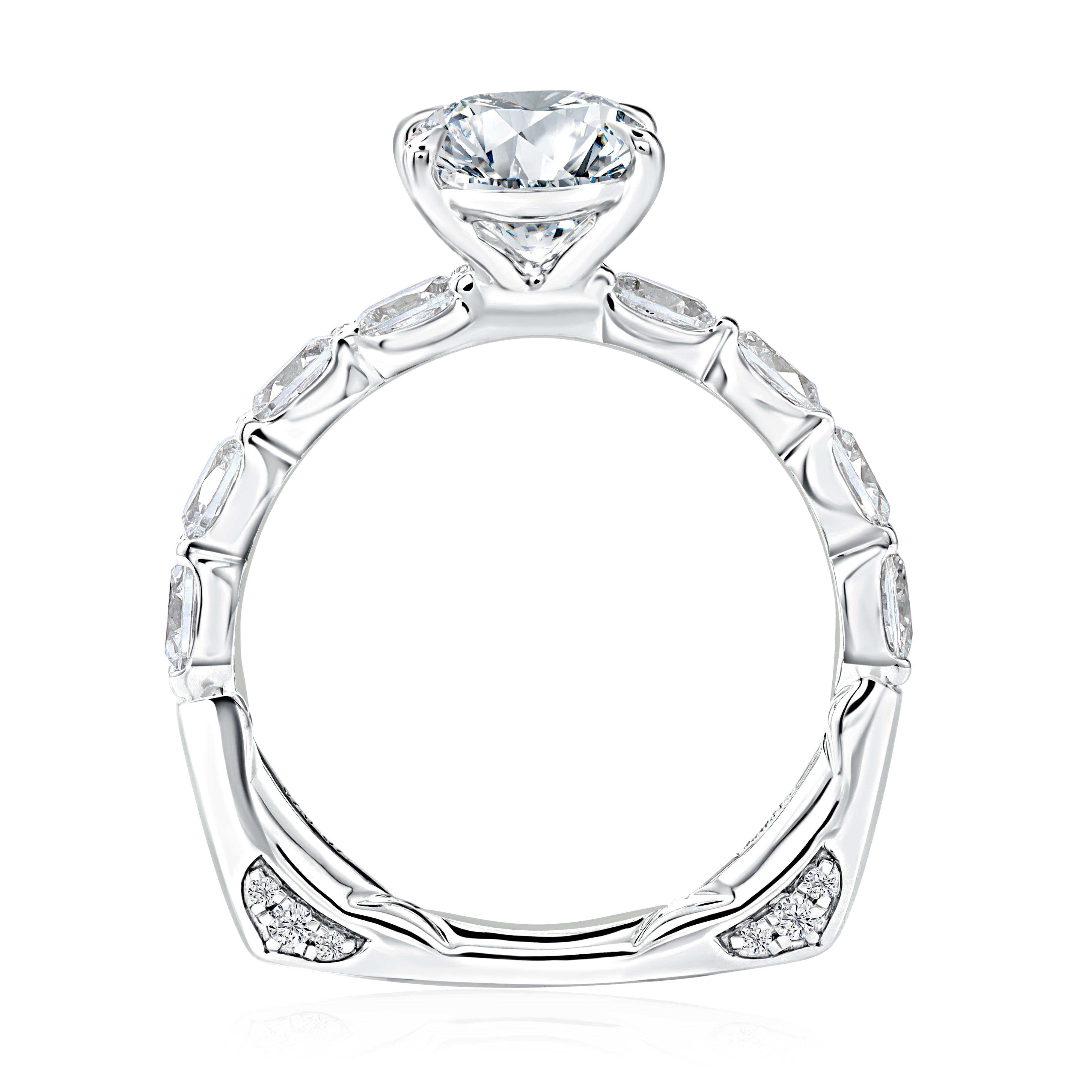 A.JAFFE Oval Center Diamond Engagement Ring
