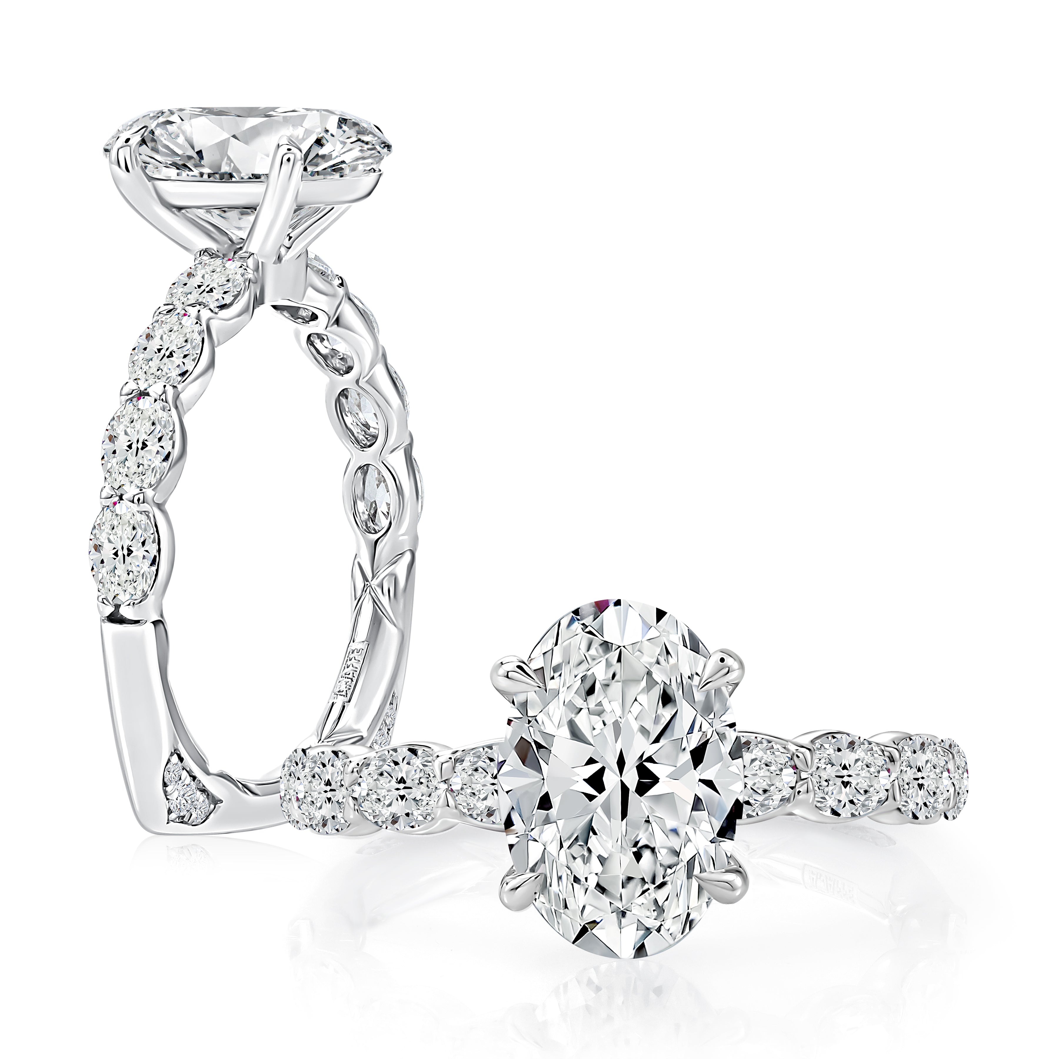 A.JAFFE Oval Center Diamond Engagement Ring